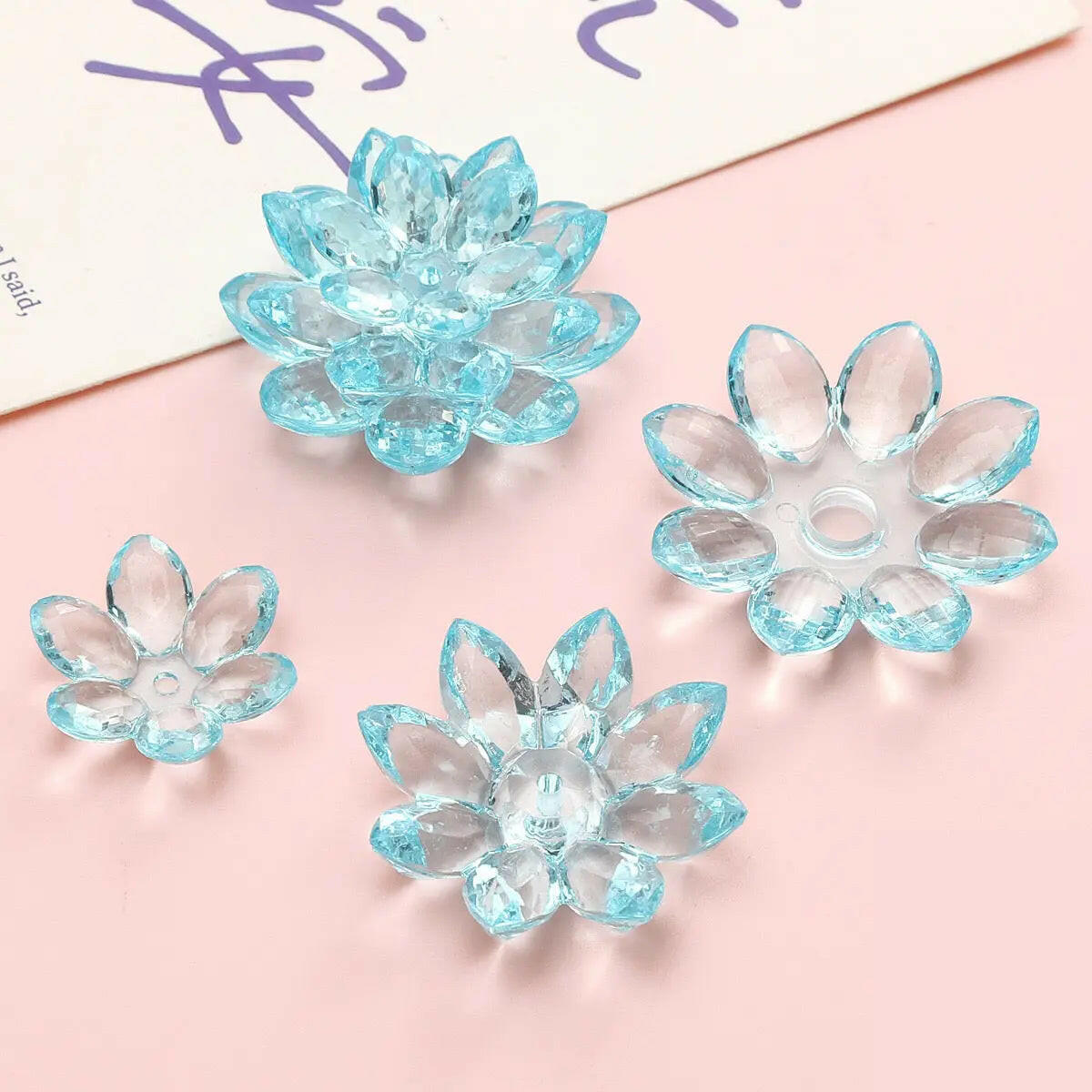 FS2307-Clear Color Lotus Flower (1 Set=24MM Size +34MM Size +38MM Size ) - Zoe DIY Wholesale