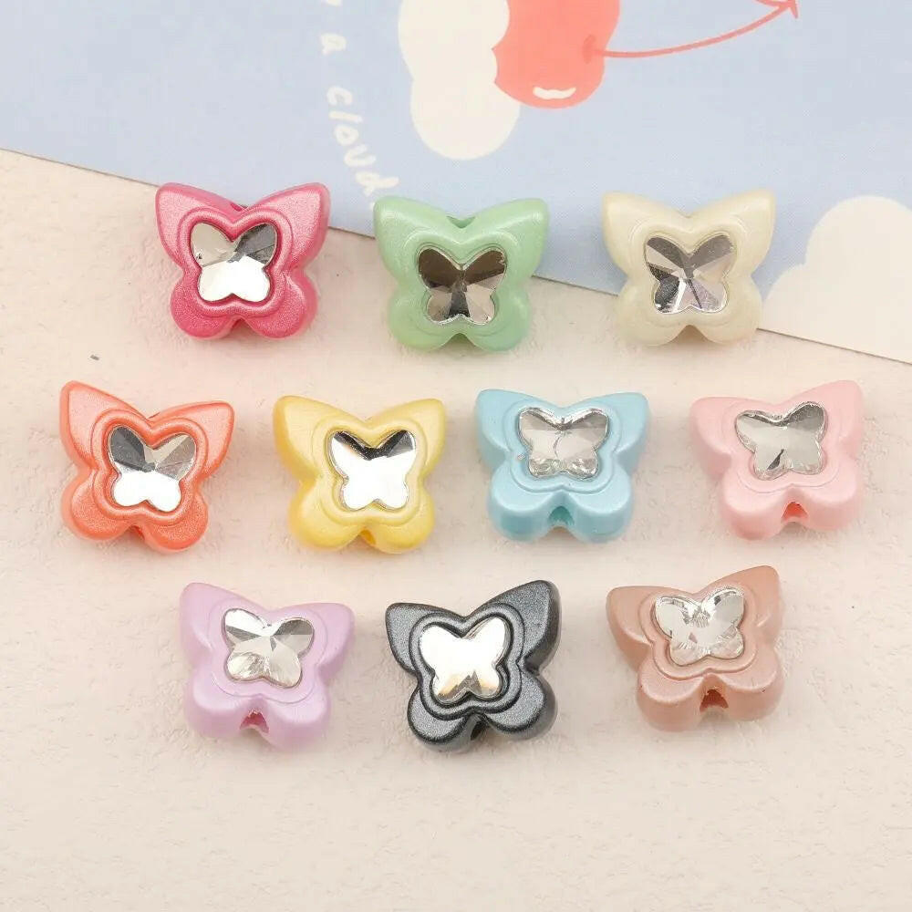 FS2309-16mm*18mm Random Mixed Color Butterfly Acrylic Beads Fit For Beadable Pens Zoe's DIY Shop