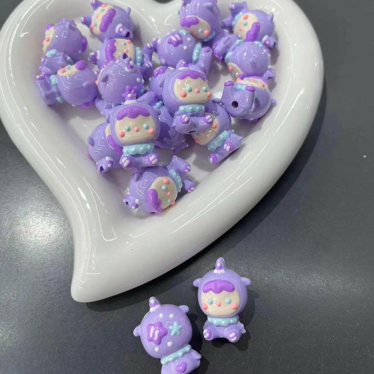 FS1663-Purple 3D Handpainted Acrylic Beads Fit For Beadable Pens Zoe's DIY Shop