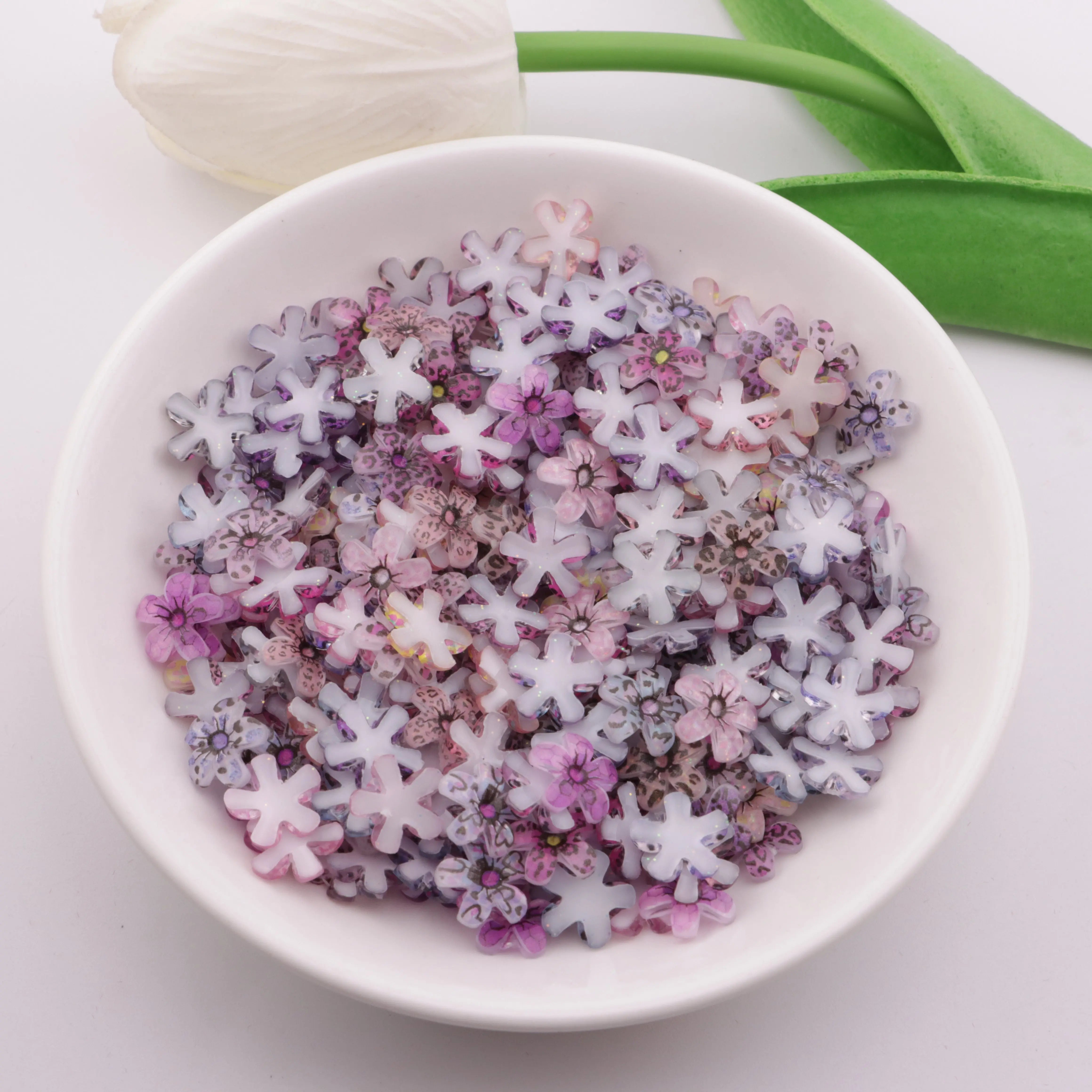 FS5764-10mm Leopard Print 5 - Petal Flower Charms Leopard Print Five - Petal Small Flower Patches - Zoe DIY Wholesale