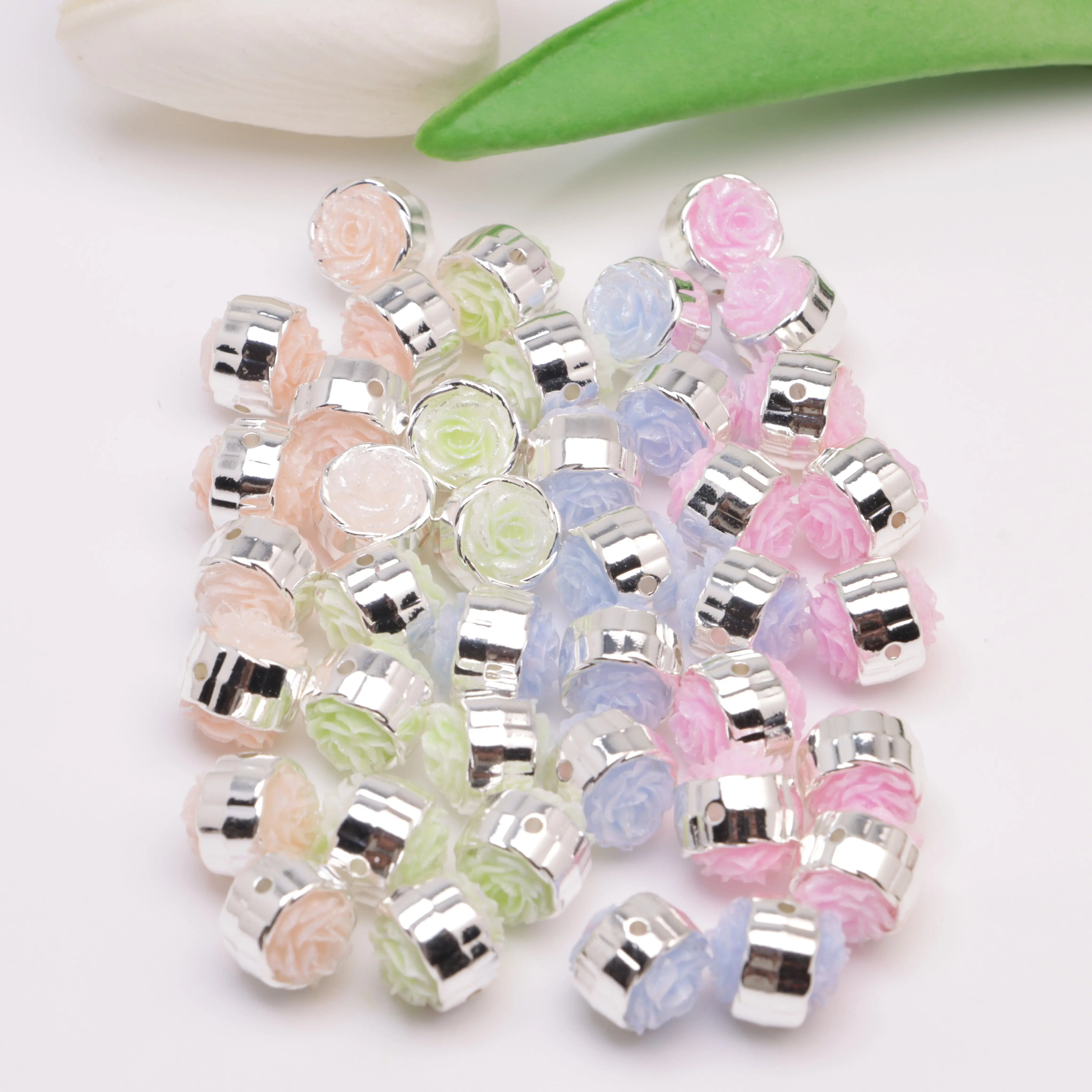 FS4384-12mm 야광 + 은은하게 부드러워진 빛 소프트 플라워 메탈 비즈 - Zoe DIY 도매