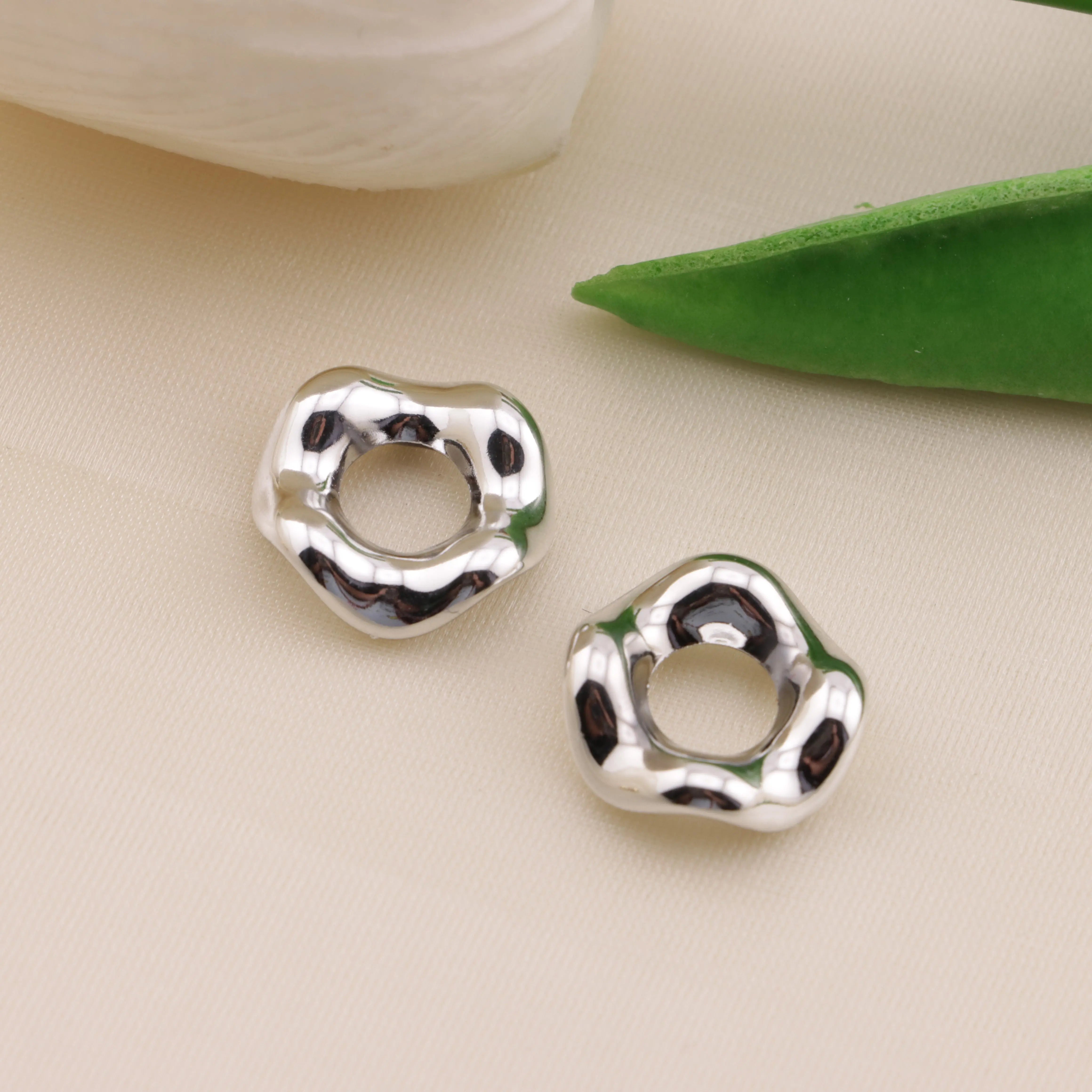 FS6577-13mm Gold-Plated Or Silver-Plated Wavy Spacer Beads - Zoe DIY Wholesale