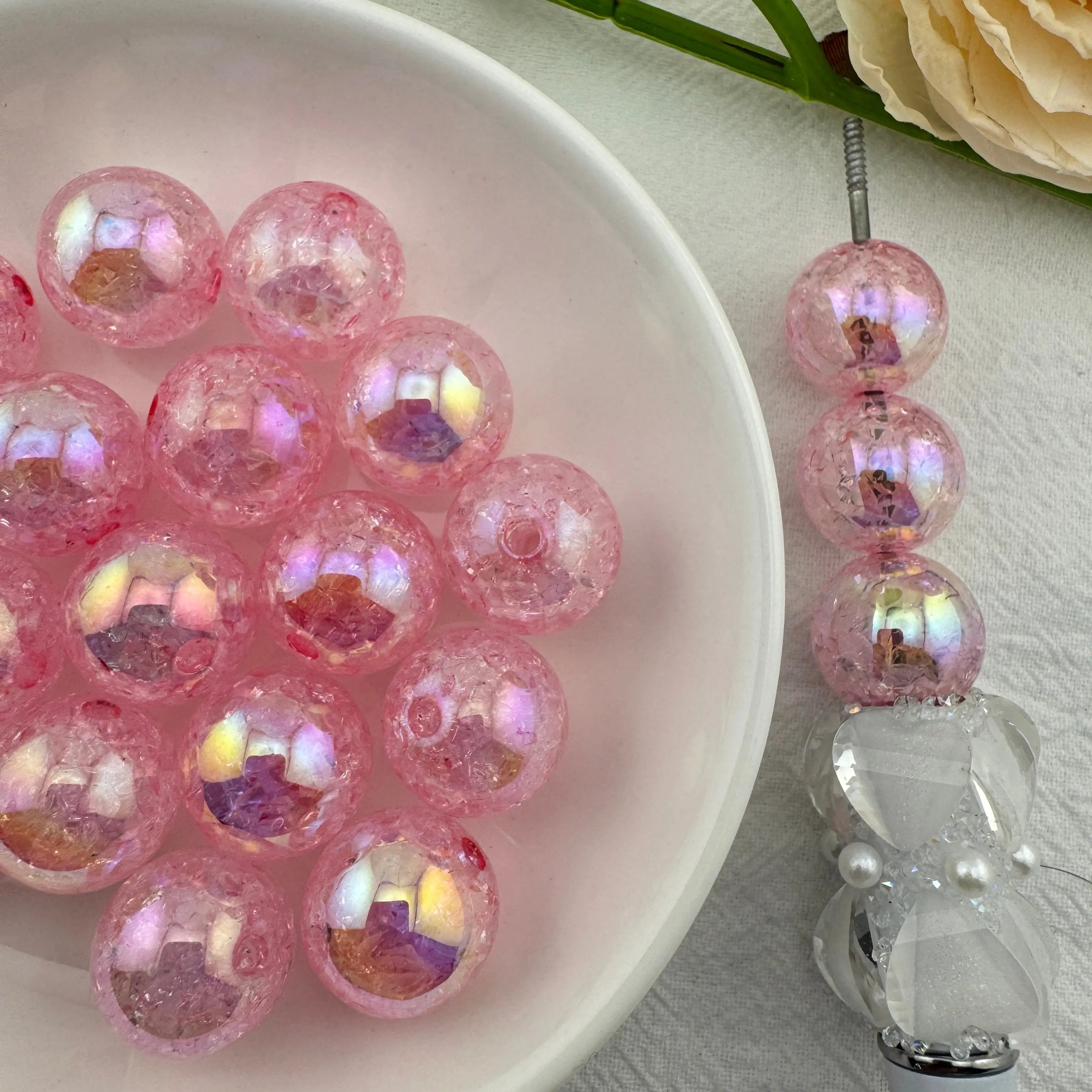 FS6751-16mm Cracked UV Coating Acrylic Beads - Zoe DIY Wholesale