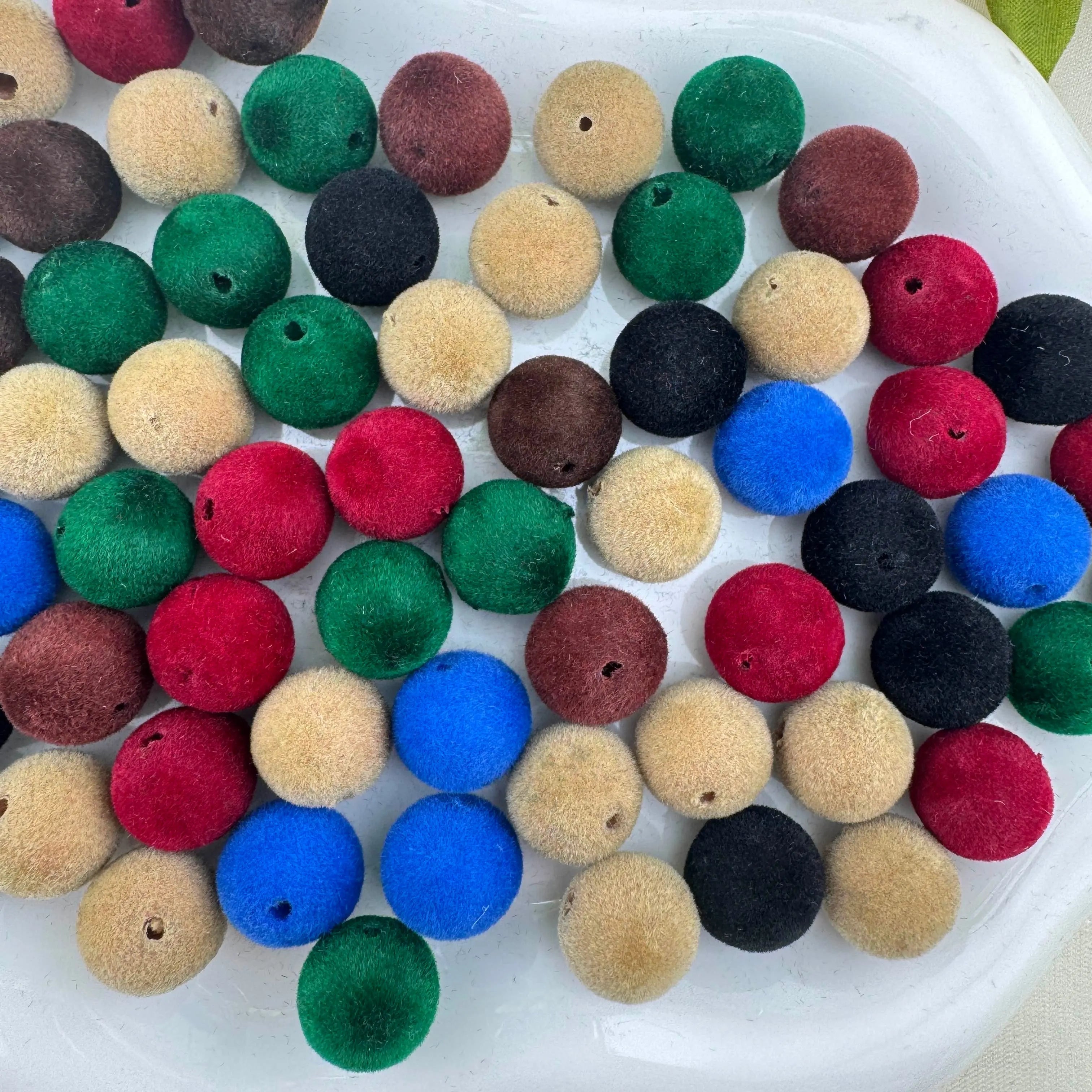 FS6892-16mm Random Mixed Dark Color Flocked Acrylic Beads For Beadable Pens Keychain Jewelry Making - Zoe DIY Wholesale