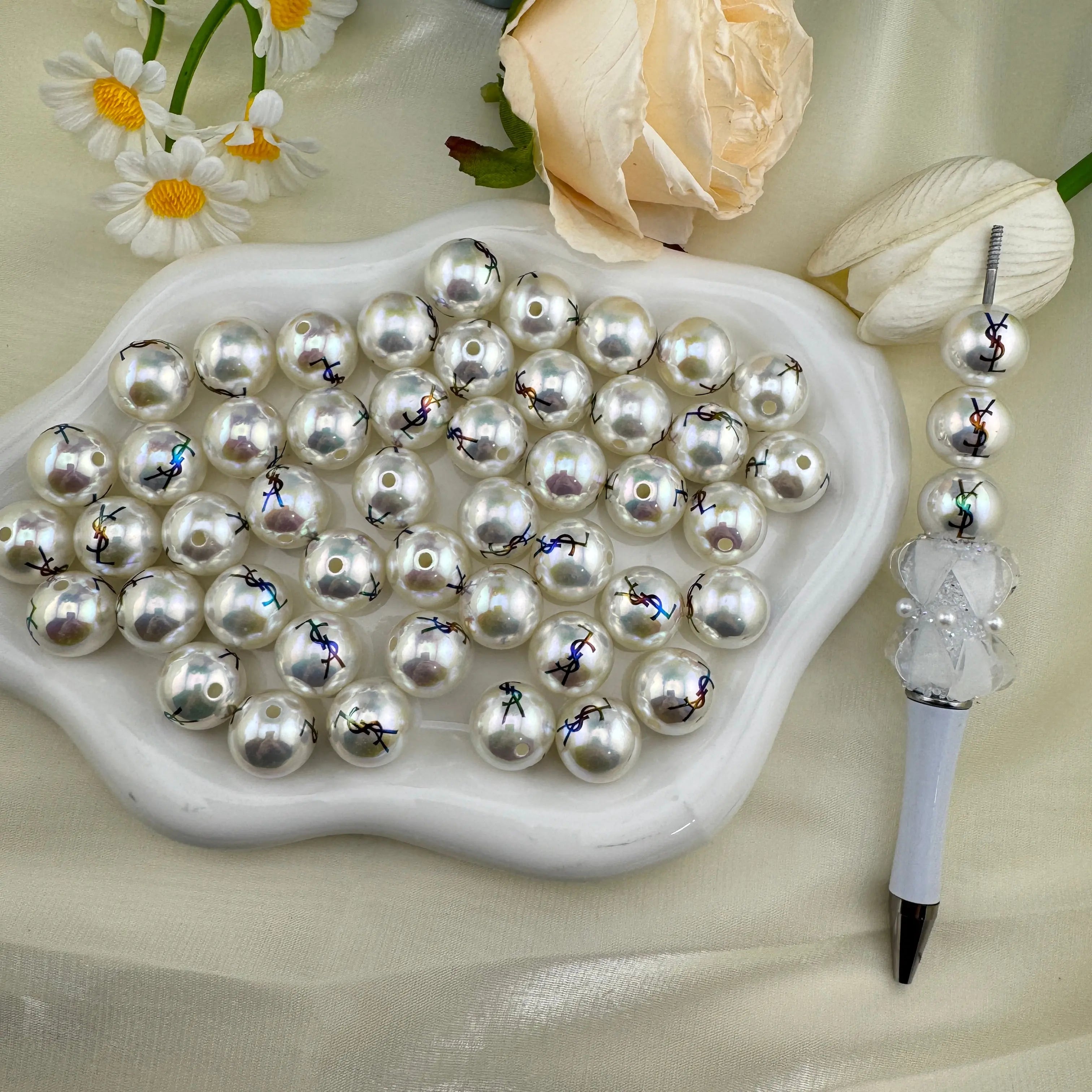 16mm UV Coating Pearl Looking Acrylic Beads for DIY Jewelry Making Necklace Bracelet Earrings Keychain Making Zoe DIY Wholesale