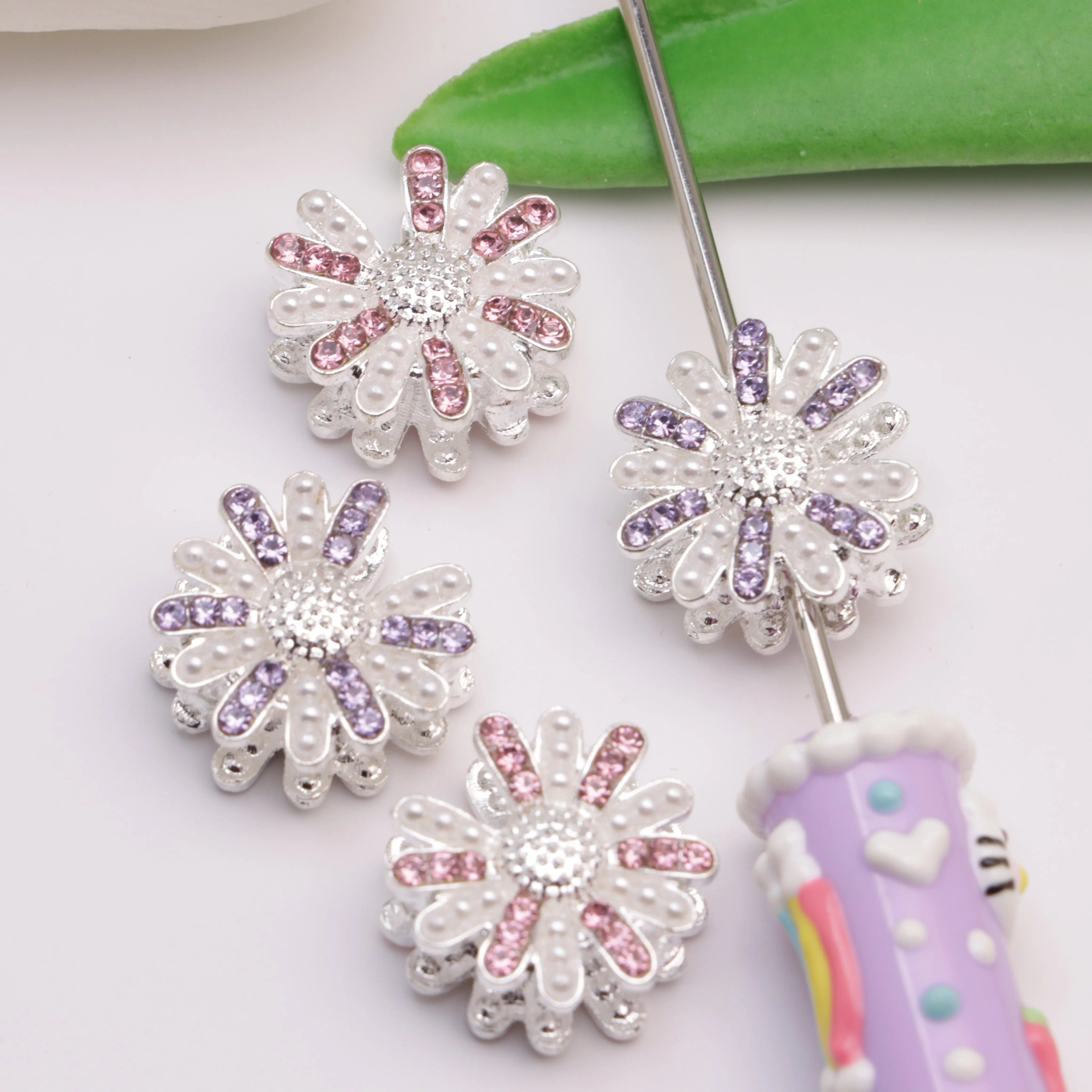 FS4484-18.5mm Sunflower Can Pass The Pen Metal Beads - Zoe DIY Wholesale
