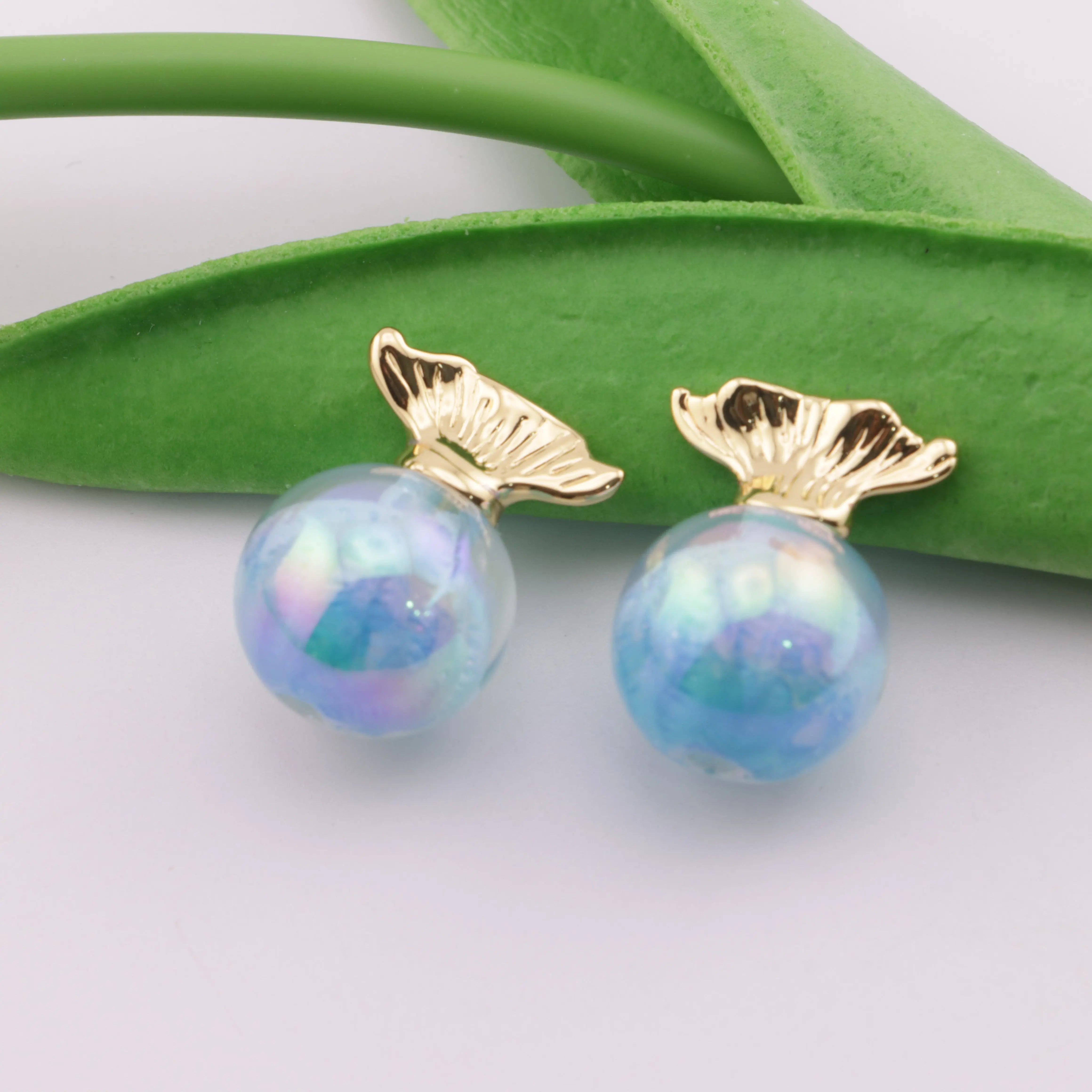 FS4033-18K Gold Fish Tail Pin (For Half-Hole Beads) - Zoe DIY Wholesale