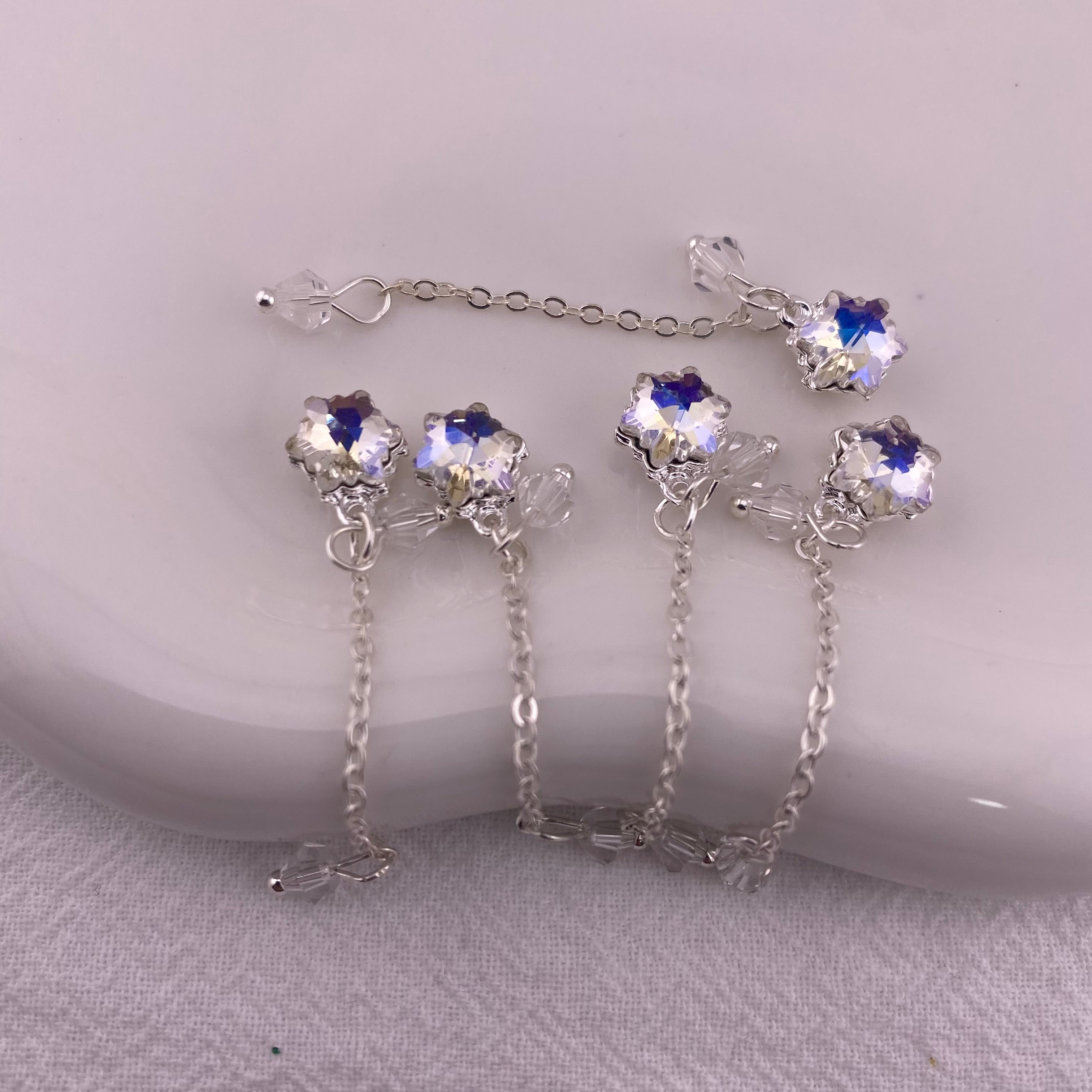 FS5811-8mm Snowflake Diamond With Tassel Chain Metal Nail Charms Zoe's DIY Shop