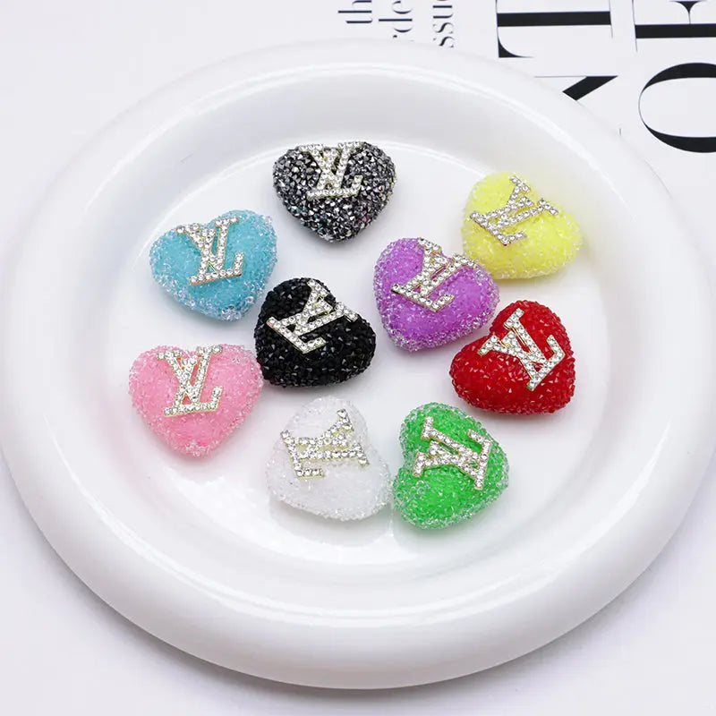 2.3×2.5 Cm Lv Heart - Shaped Granulated Sugar for Crafts DIY Bracelets Keychains Pens Jewelry Making Supplies Zoe's DIY Shop