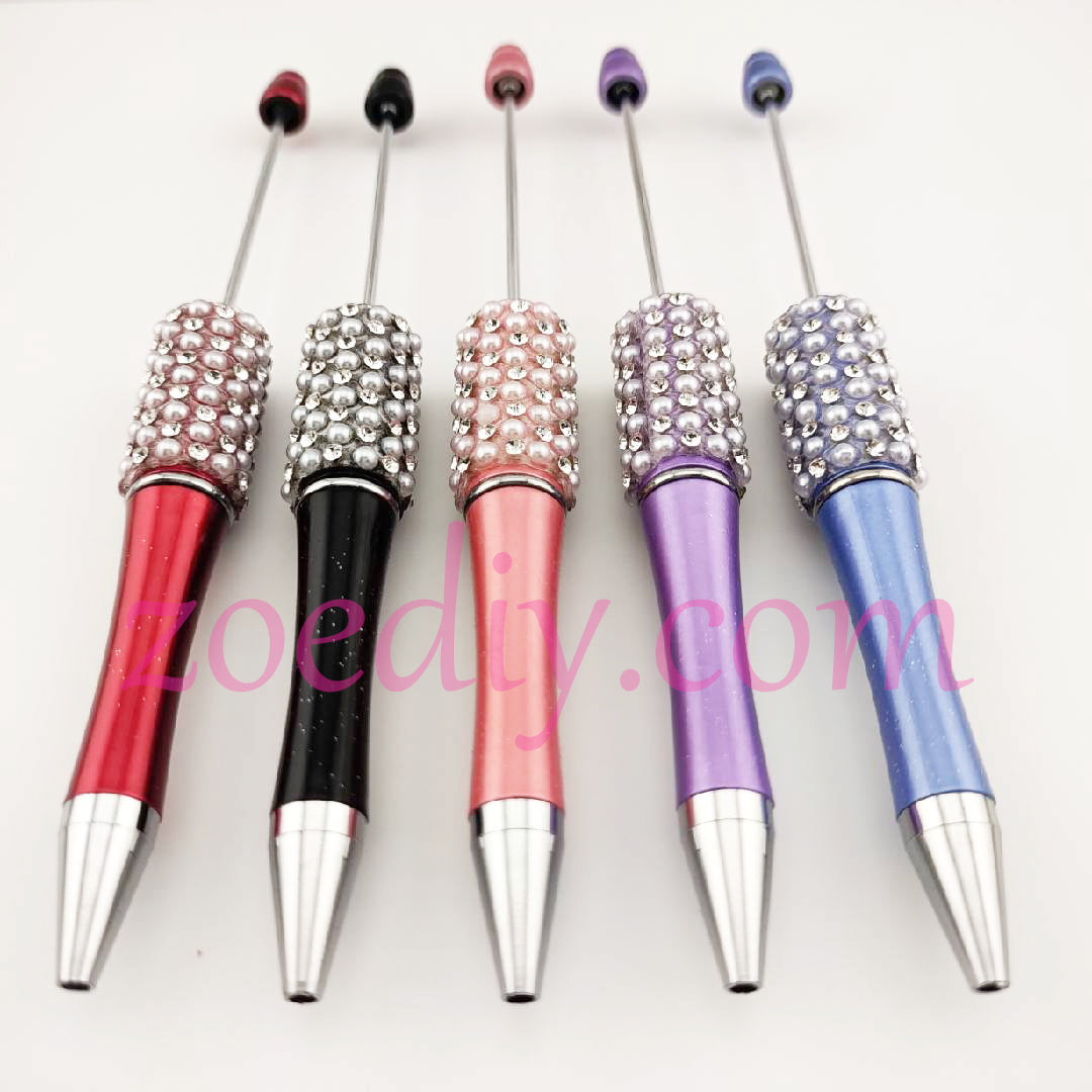 New Style 20 Pieces/Set Glitter Sparkling Beadable Pens With Diamond and Pearl (5 Color=Glitter Red + Black + Pink + Purple + Blue , 4 Pieces for each color)
