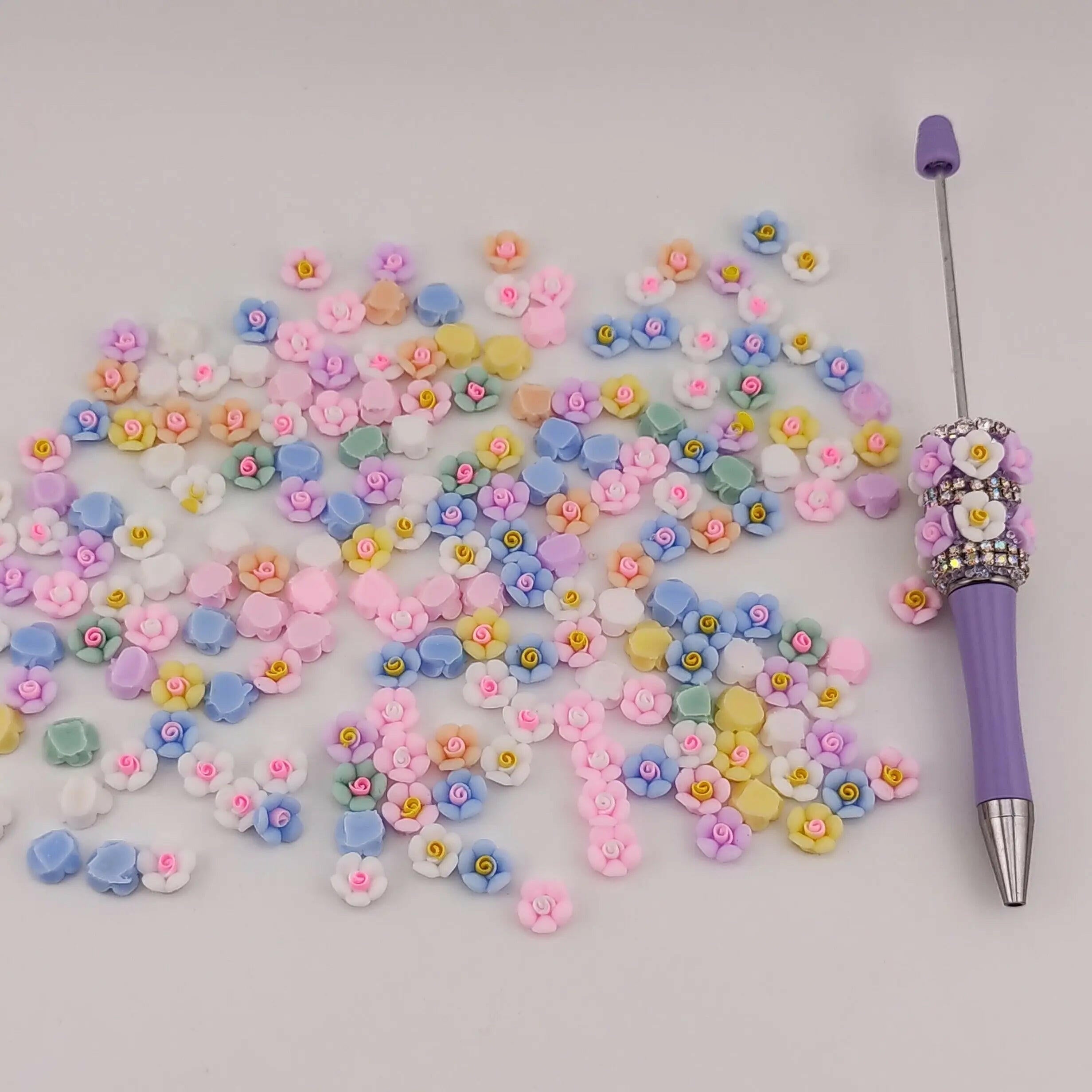 FS1000- 9mm Mixed Color Resin Flower Charms For Making Fancy Pen Or Fancy Beads Or Nails Zoe's DIY Shop