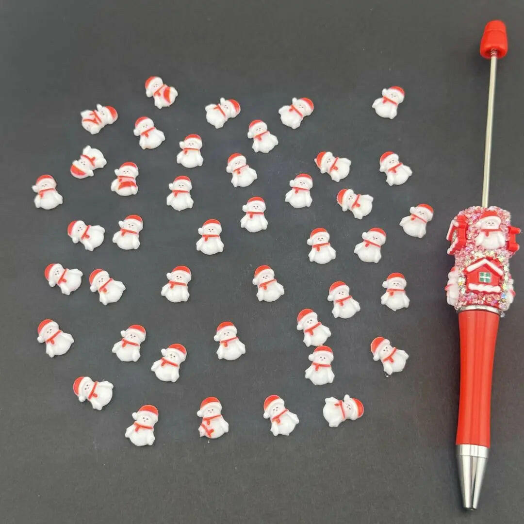 FS1041-12MM White Snownman Nail Charms For Making Fancy Bead Or Fancy Pen - Zoe DIY Wholesale