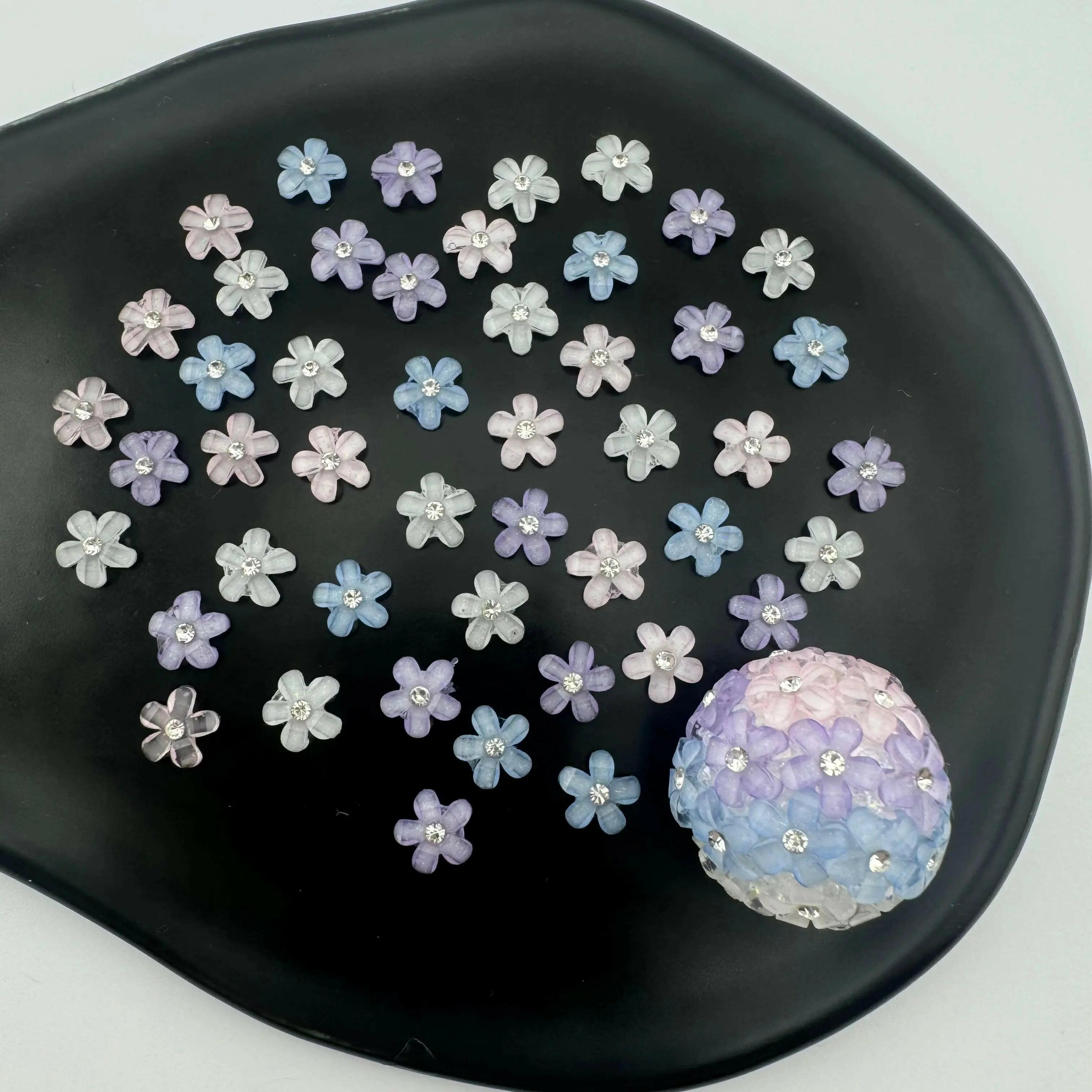 FS1480-8MM Size Mixed Color Flower Nail Resin Charms For Making Fancy Pen Or Fancy Bead - Zoe DIY Wholesale