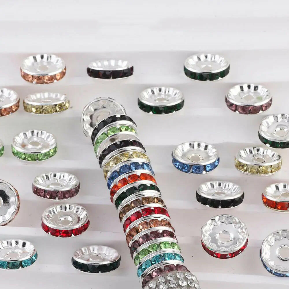 FS0077-12MM Metal Circle Spacers with Rhinestones in Solid Colors Zoe's DIY Shop