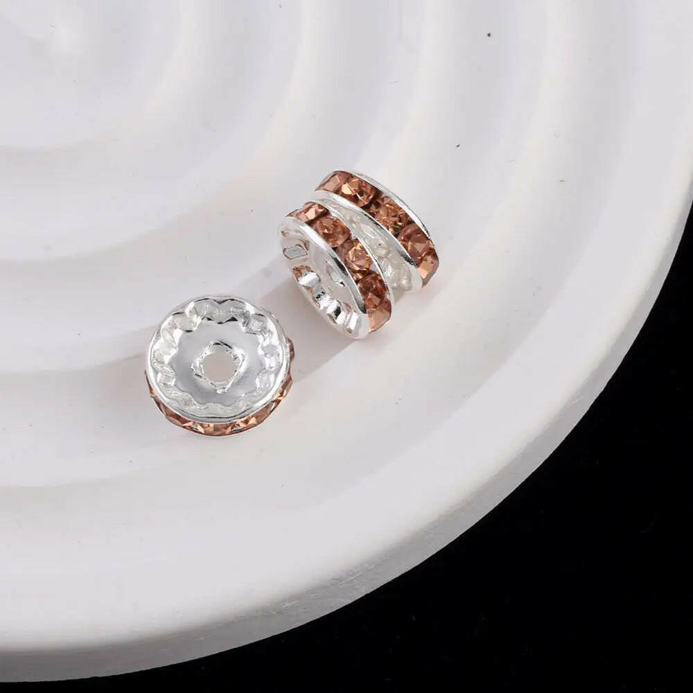 FS0077-12MM Metal Circle Spacers with Rhinestones in Solid Colors Zoe's DIY Shop