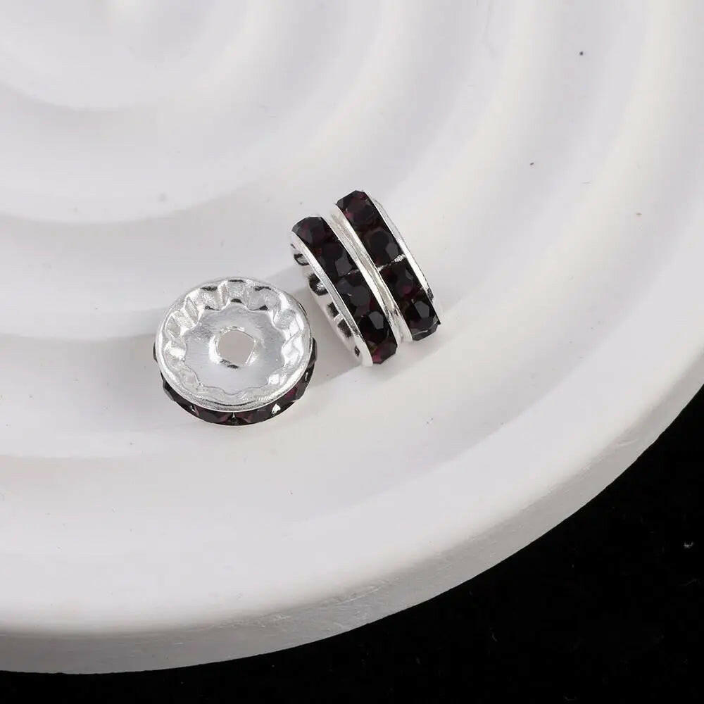 FS0077-12MM Metal Circle Spacers with Rhinestones in Solid Colors Zoe's DIY Shop