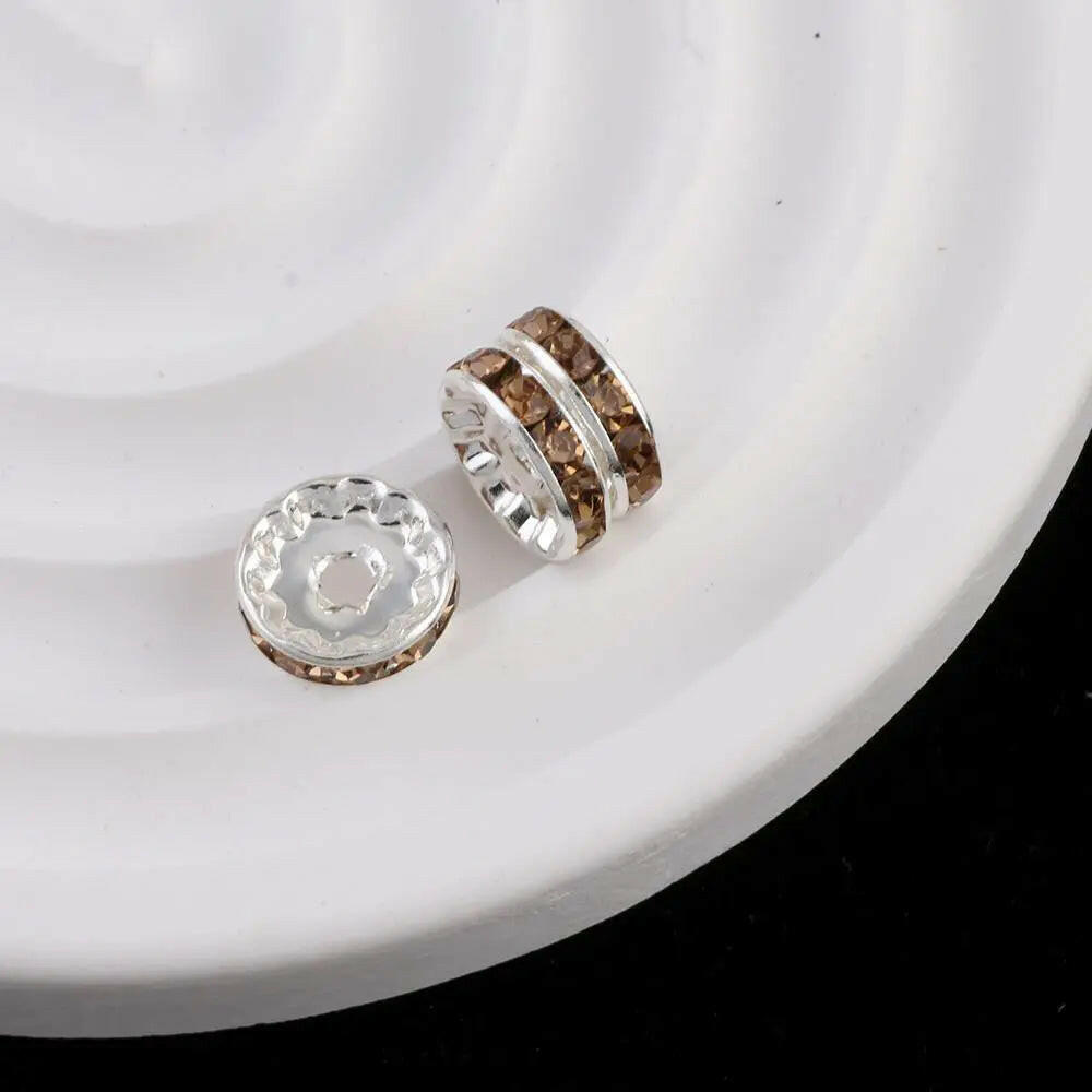 FS0077-12MM Metal Circle Spacers with Rhinestones in Solid Colors Zoe's DIY Shop