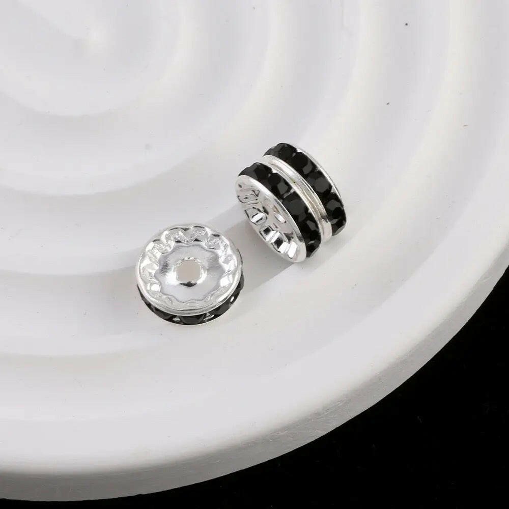 FS0077-12MM Metal Circle Spacers with Rhinestones in Solid Colors Zoe's DIY Shop