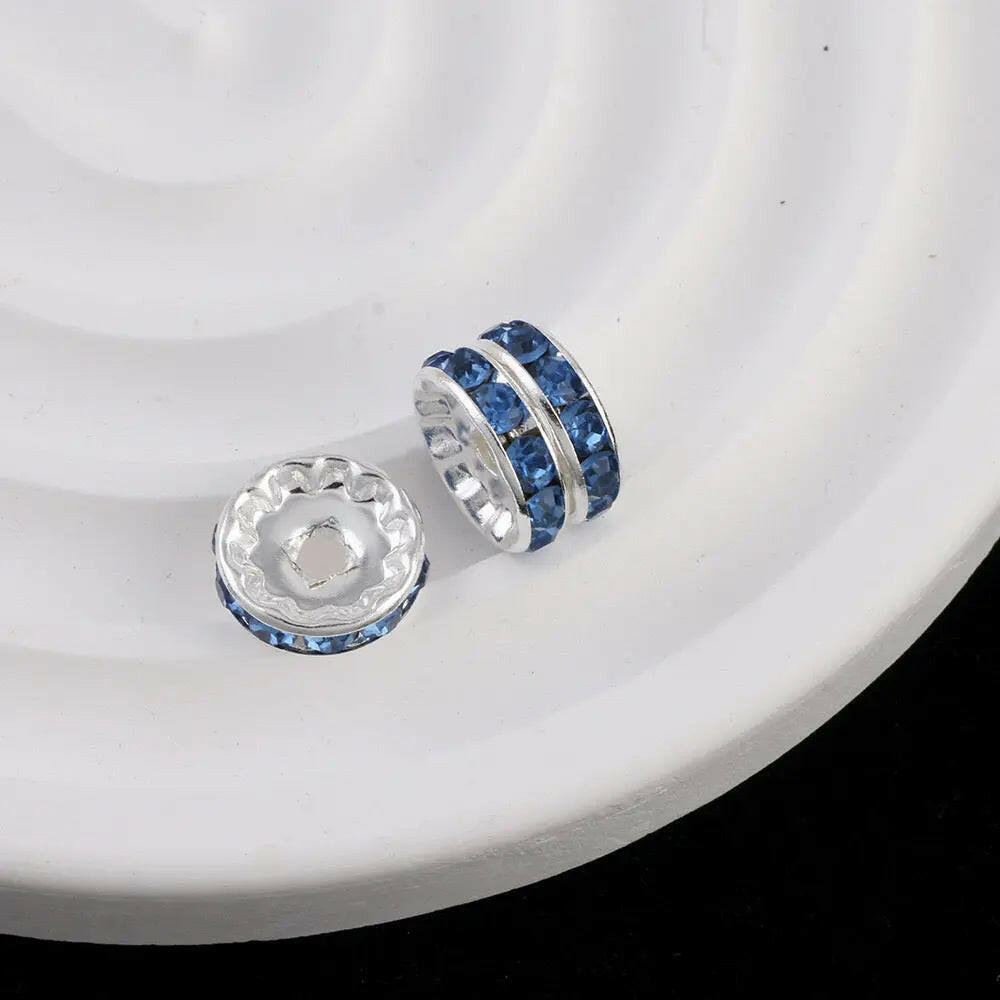 FS0077-12MM Metal Circle Spacers with Rhinestones in Solid Colors Zoe's DIY Shop