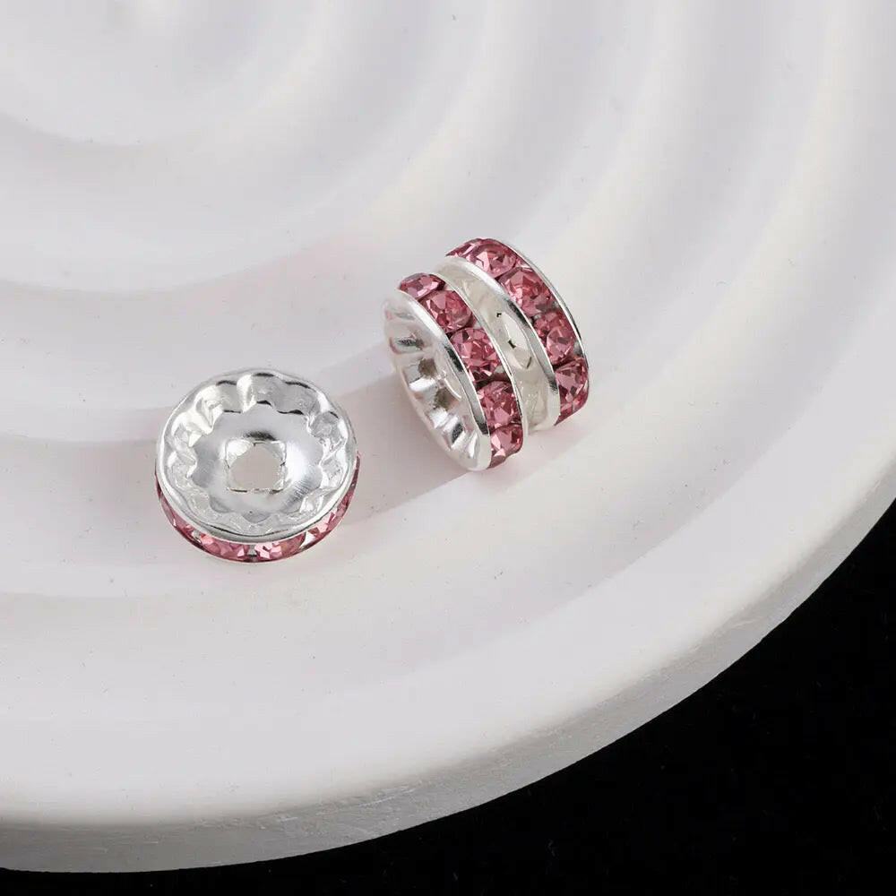 FS0077-12MM Metal Circle Spacers with Rhinestones in Solid Colors Zoe's DIY Shop