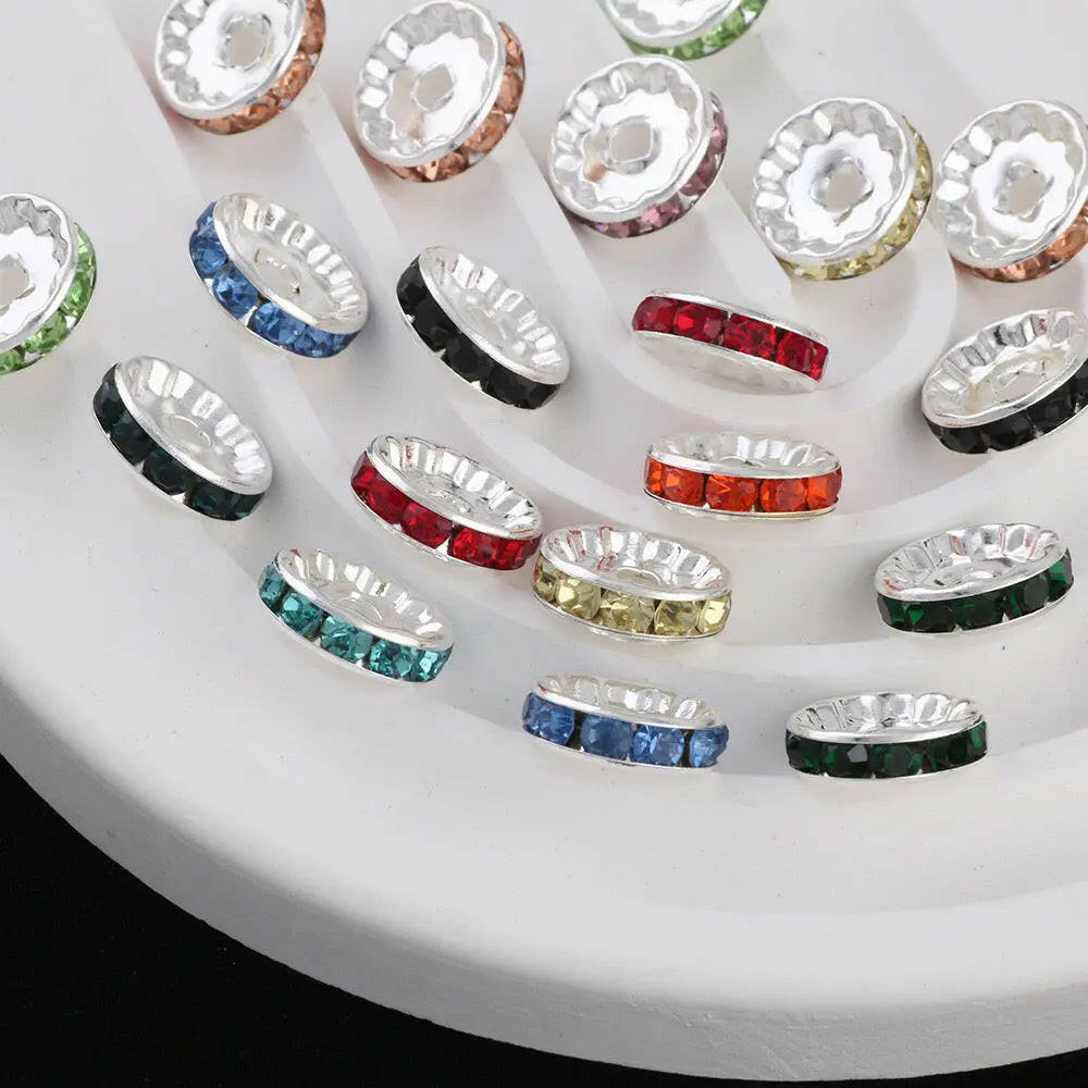 FS0077-12MM Metal Circle Spacers with Rhinestones in Solid Colors Zoe's DIY Shop