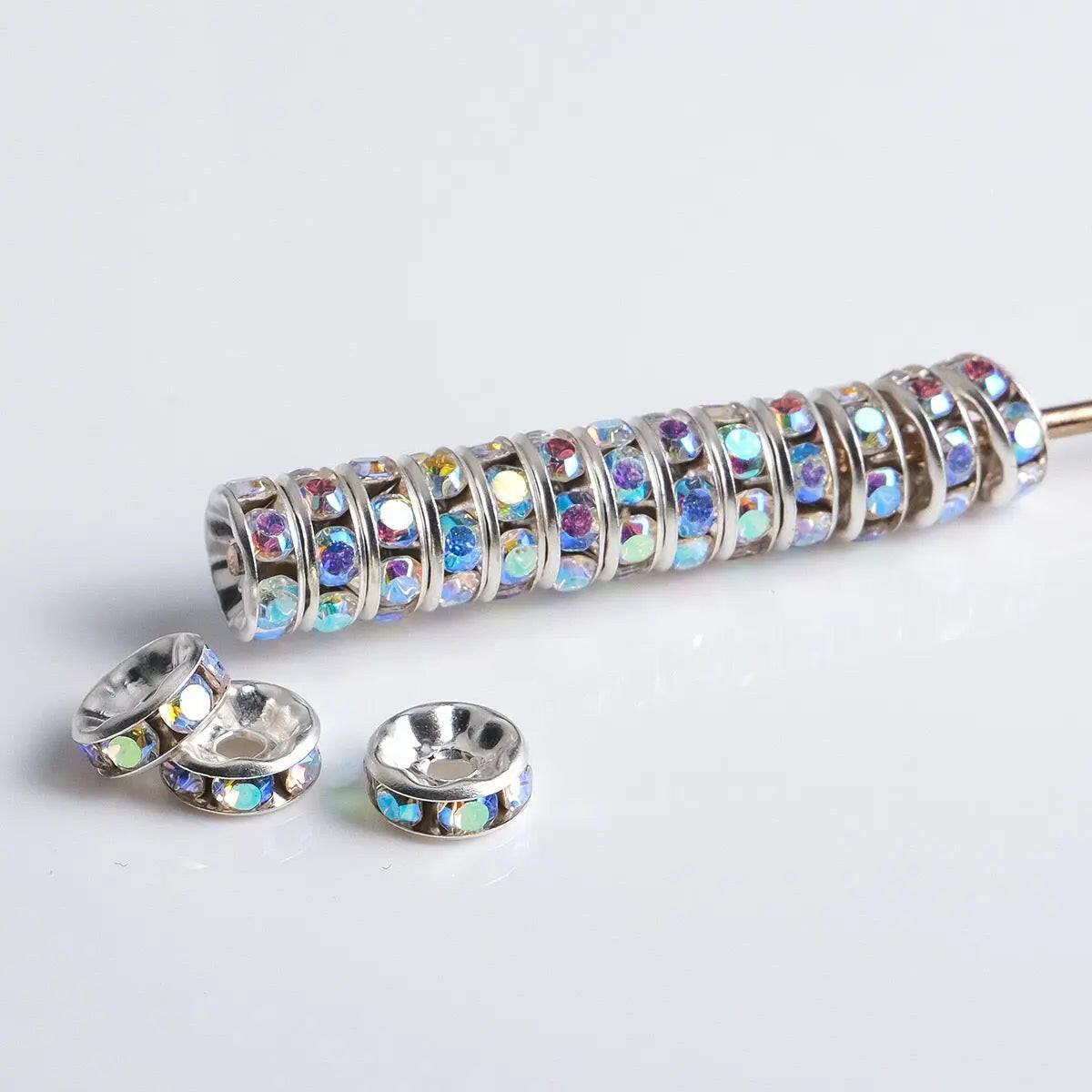 FS0077-12MM Metal Circle Spacers with Rhinestones in Solid Colors Zoe's DIY Shop