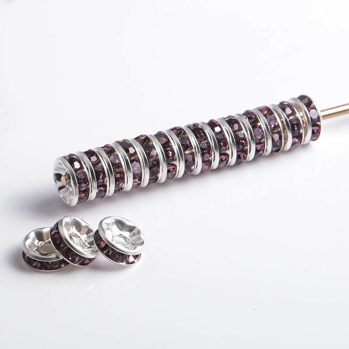 FS0077-12MM Metal Circle Spacers with Rhinestones in Solid Colors Zoe's DIY Shop