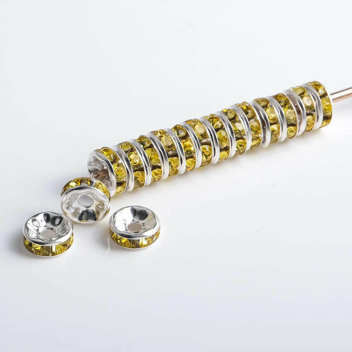 FS0077-12MM Metal Circle Spacers with Rhinestones in Solid Colors Zoe's DIY Shop