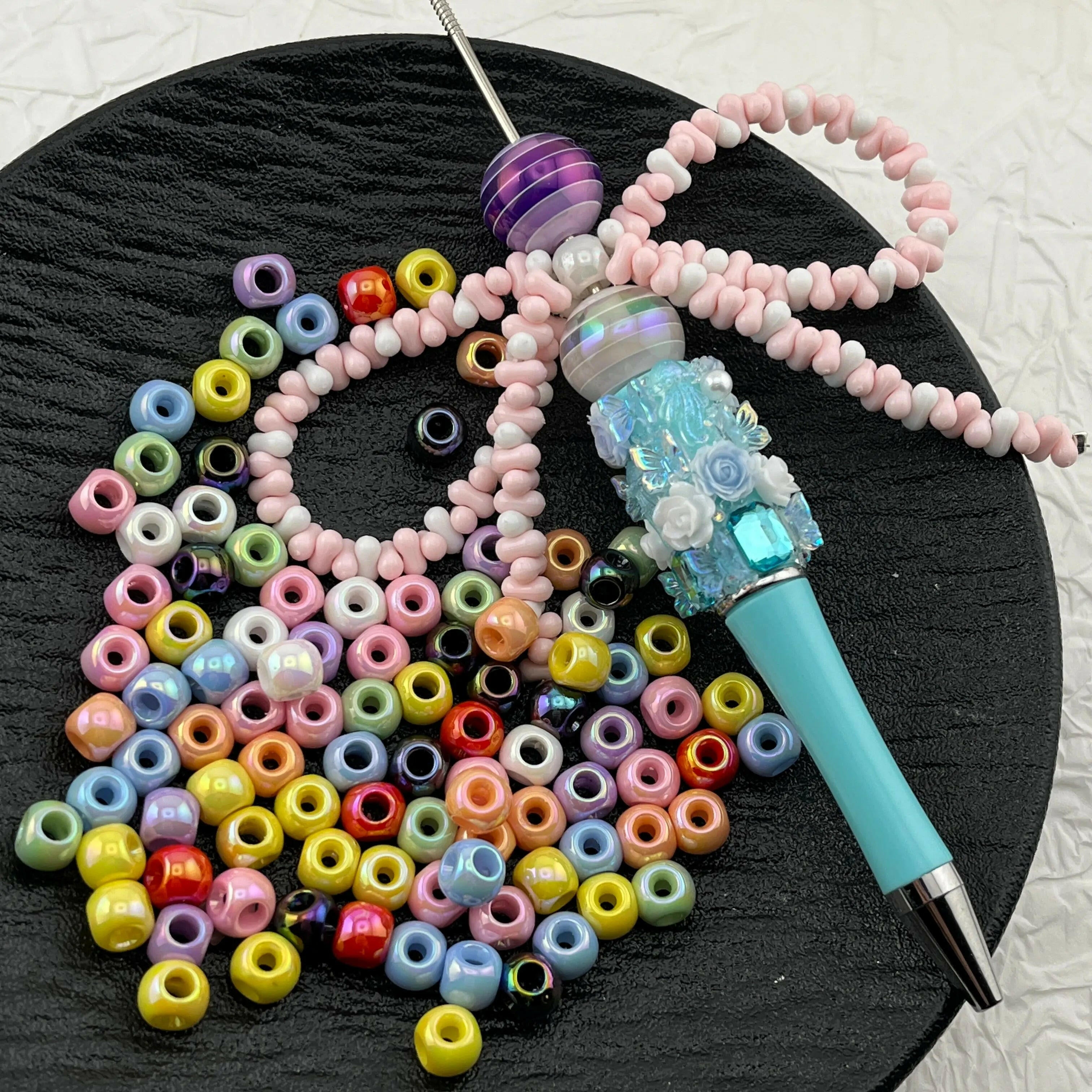 FS0083- 8MM Mixed Color UV 4 Hole Aceylic beads Fit For Beadable Pens Zoe's DIY Shop