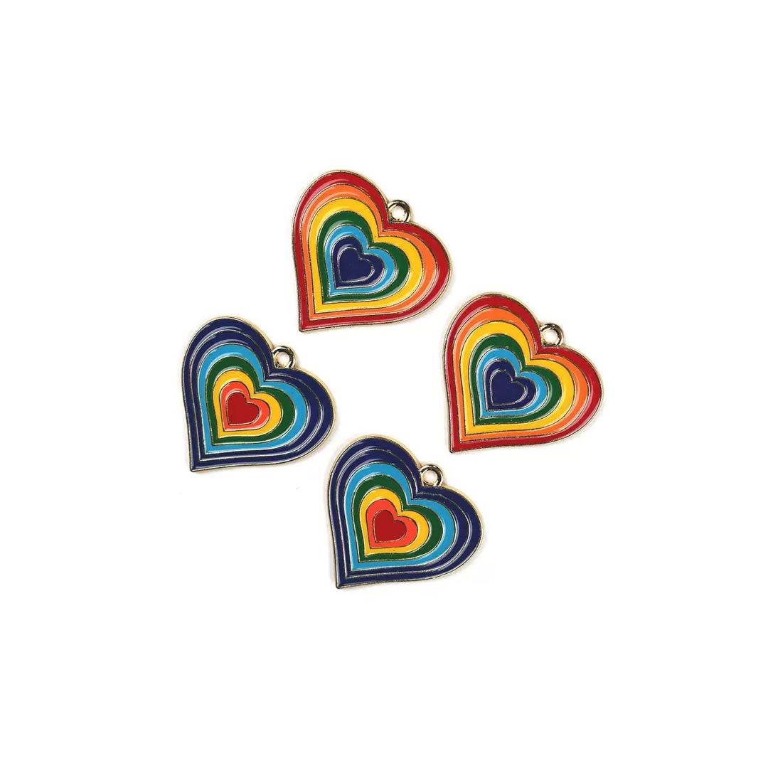 FS4123-Rainbow Heart Alloy Charms