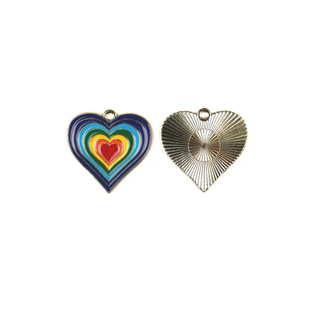 FS4123-Rainbow Heart Alloy Charms