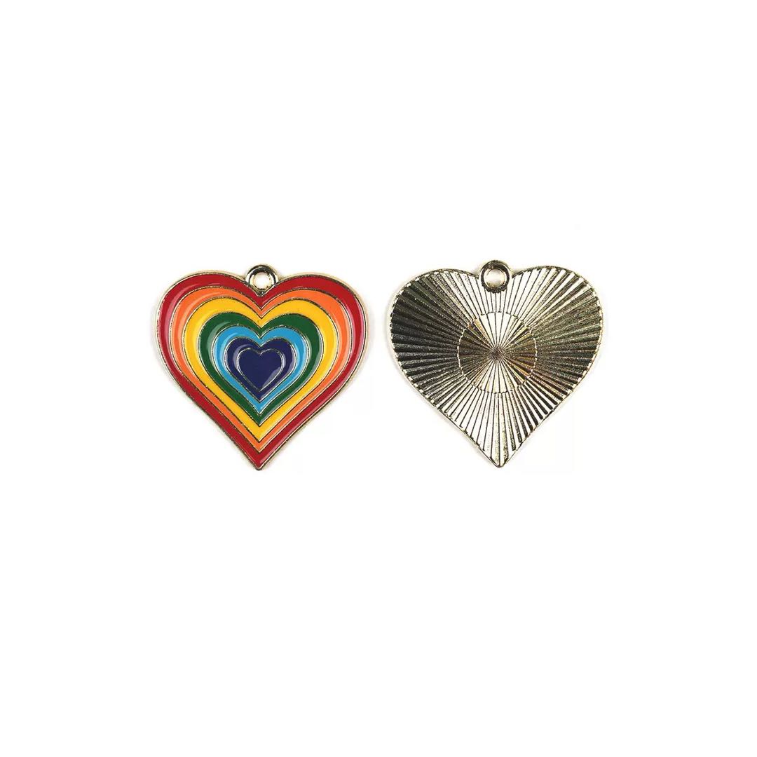 FS4123-Rainbow Heart Alloy Charms