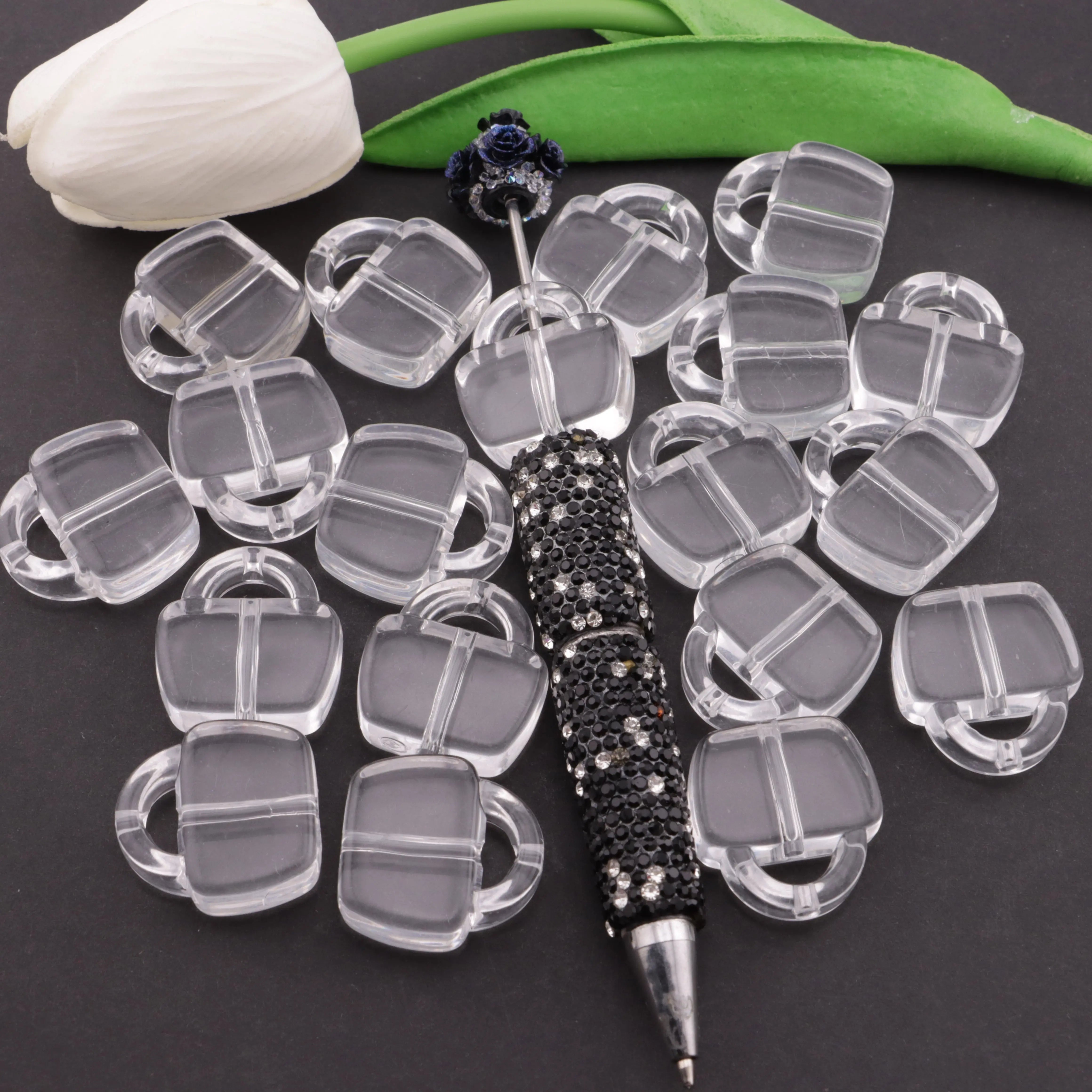 FS5932-24*25mm Clear Bags Based Beads, 9mm Thickness, Fit For Pen - Zoe DIY Wholesale