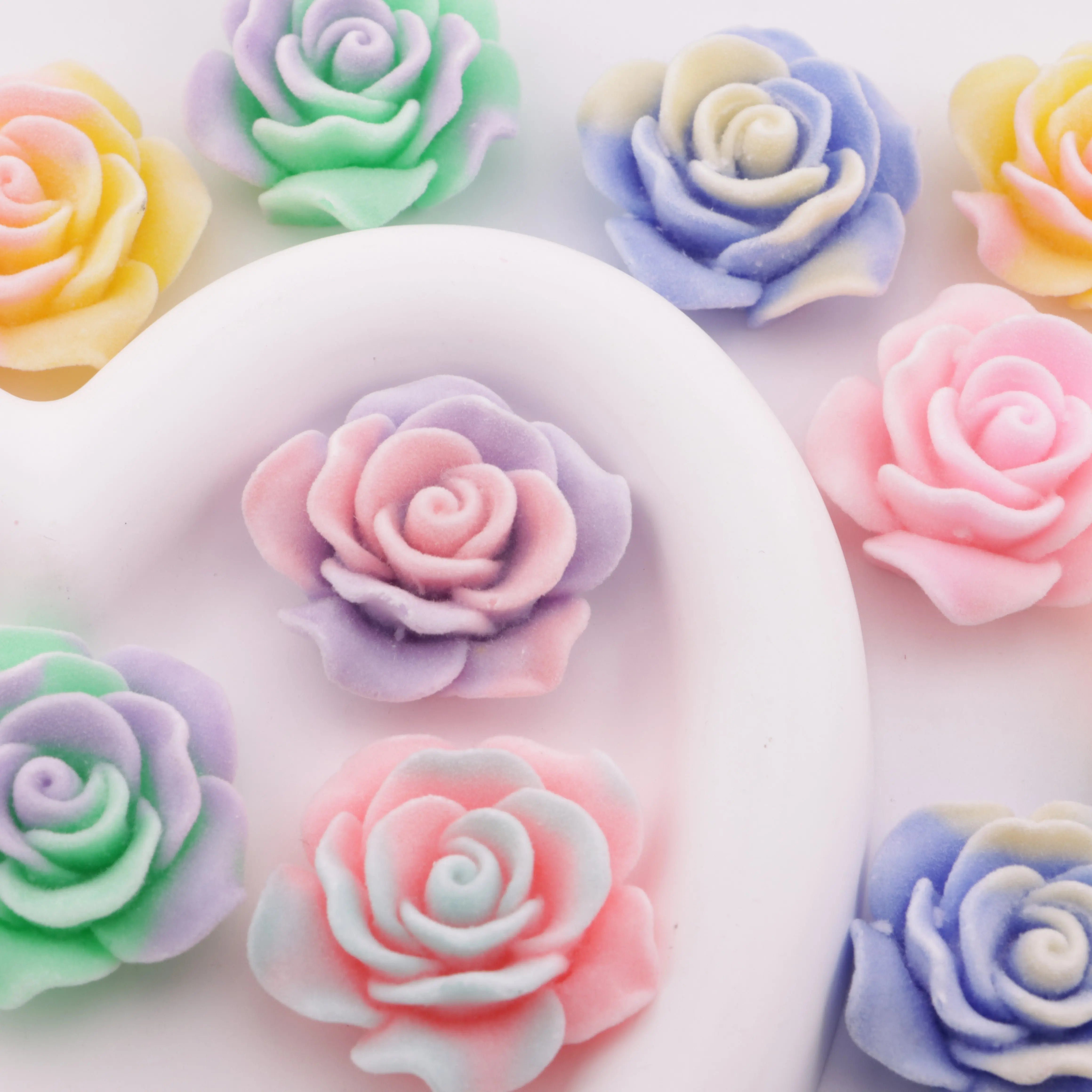 FS6381-36Mm Luminous Flocked Rose Charms - Zoe DIY Wholesale