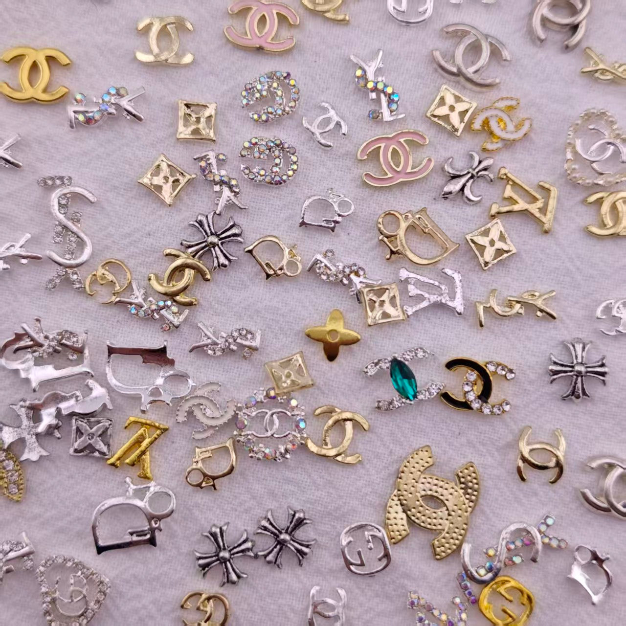 FS6161- Mixed Luxury Brand Metal Alloy Nail Stickers Zoe's DIY Shop