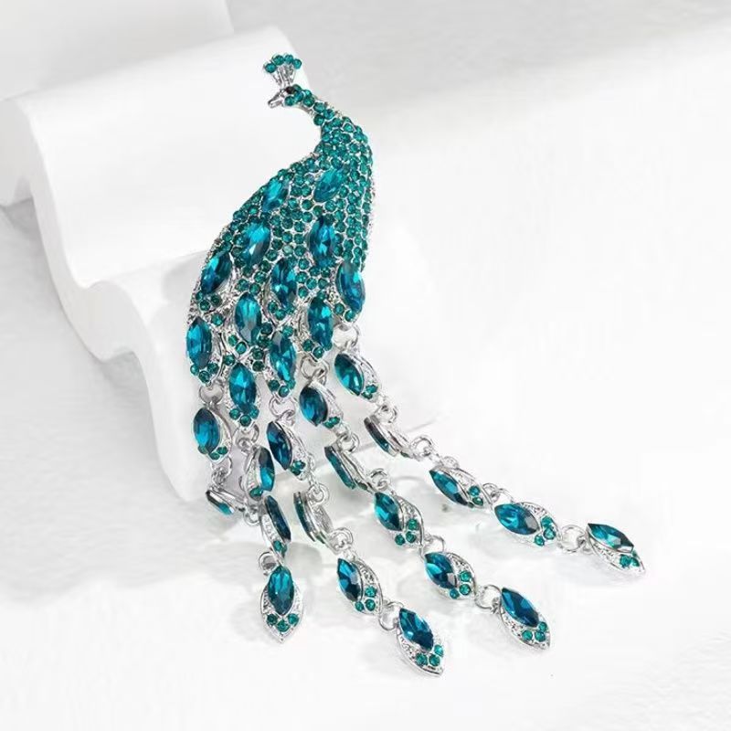 FS5273- Full-Diamonds Peacock Charms With Dangle Diamonds Zoe's DIY Shop