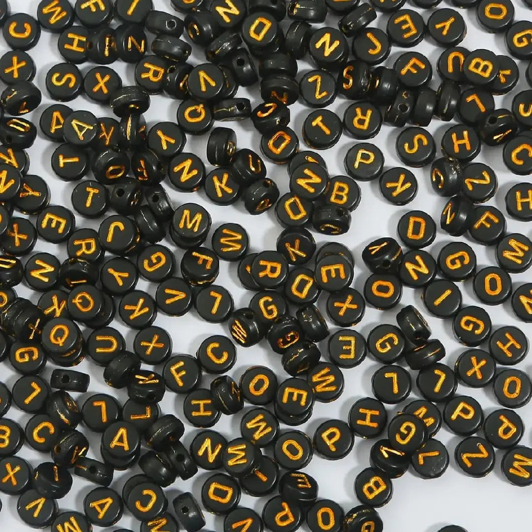 FS6772-4*7MM Black Background Colorful Acrylic Letter Beads for Jewellery Making Necklaces Bracelets Crafts - Zoe DIY Wholesale