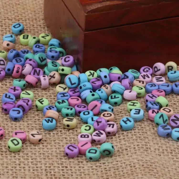FS6780-4*7MM Solid Color Mixed Color Base Black Letter Acrylic Letter Beads for DIY Bracelet Necklaces Accessory - Zoe DIY Wholesale
