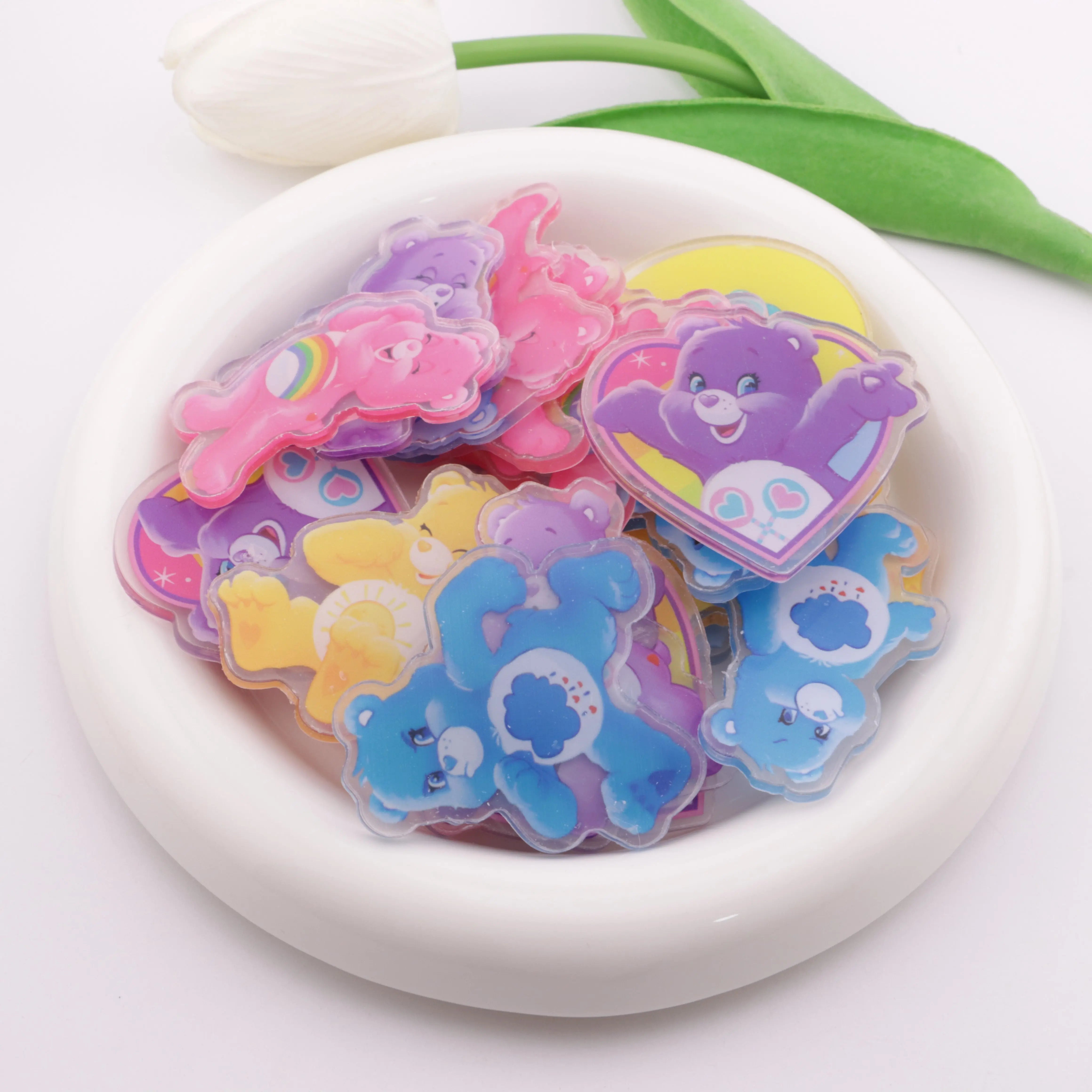 FS5806-5cm Rainbow Bear Acrylic Patch Without Holes - Zoe DIY Wholesale