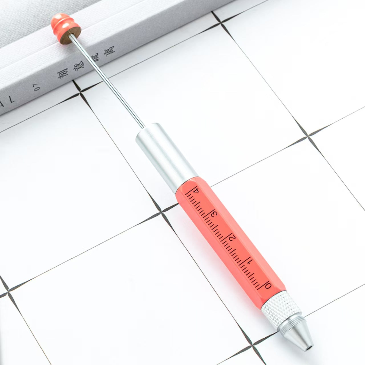 FS5398- Metal Multifunctional 5-In-1 Ballpoint Pen Diy Bead Stringing Ruler And Dual-Purpose Screwdriver