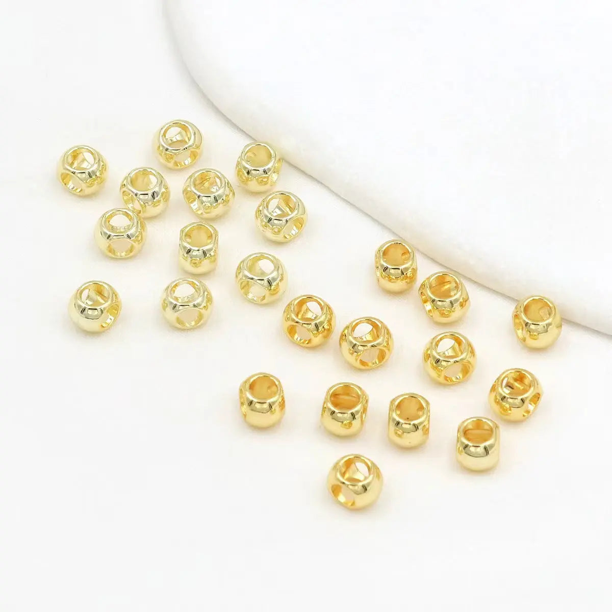 FS3610-5mm Metal 4 Hole Beads Gold-plated And Silver-plated Small Metal Four-way Beads For DIY Projects - Zoe DIY Wholesale