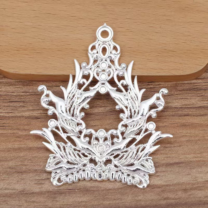 FS5286- 70*58mm Metal Charms Phoenix Pattern Metal Patches