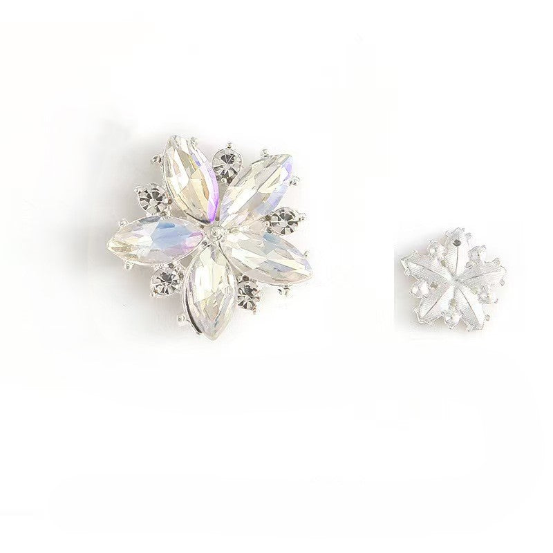 FS3629- 21mm Five-petaled Flower Metal Charms, Five-petaled Honeysuckle Eye Diamond Alloy Patches