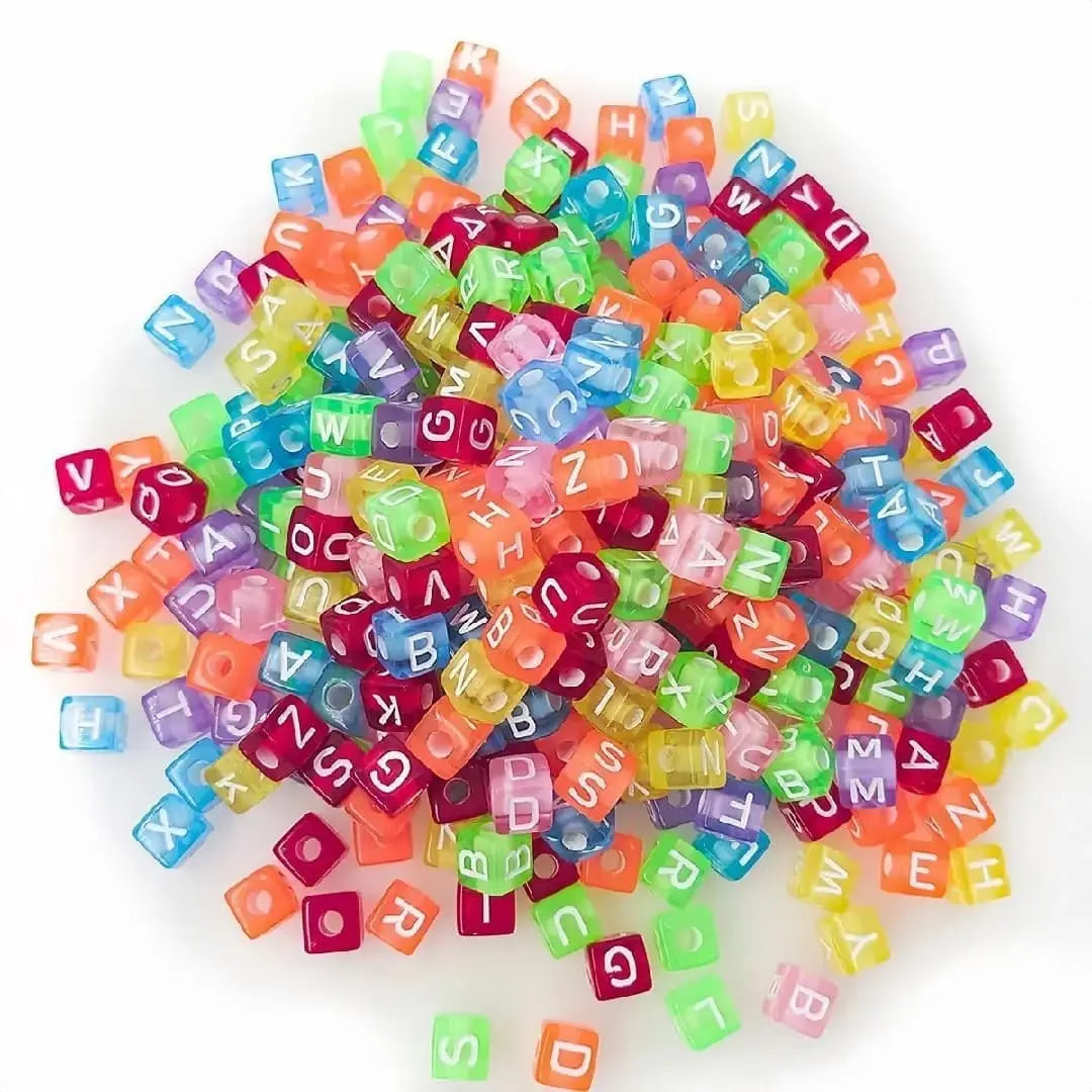 FS6779-6*6MM Square Transparent White English Letter Acrylic Beads for Bracelet Choker Jewelry Making DIY Crafts - Zoe DIY Wholesale