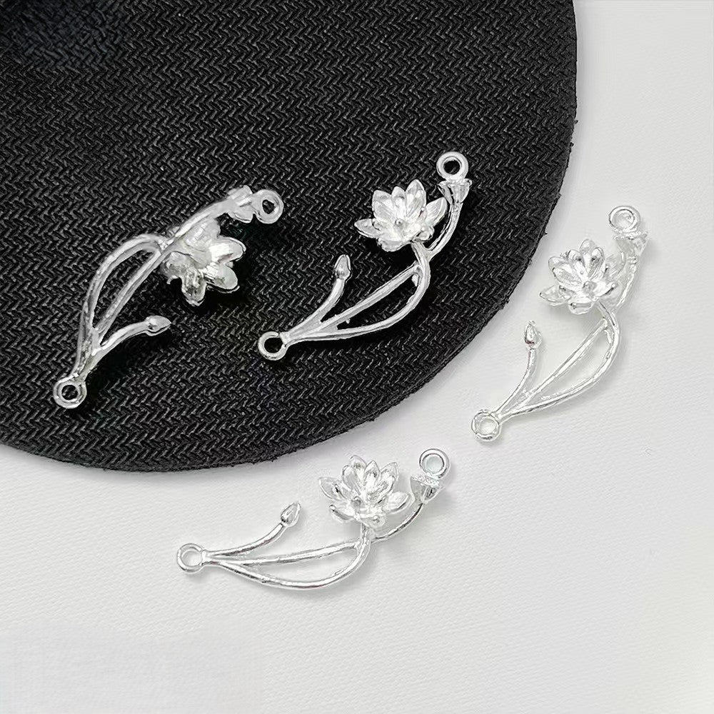 FS5378- 41mm Metal Lotus Alloy Double-Hanging Hole Lotus Zoe's DIY Shop