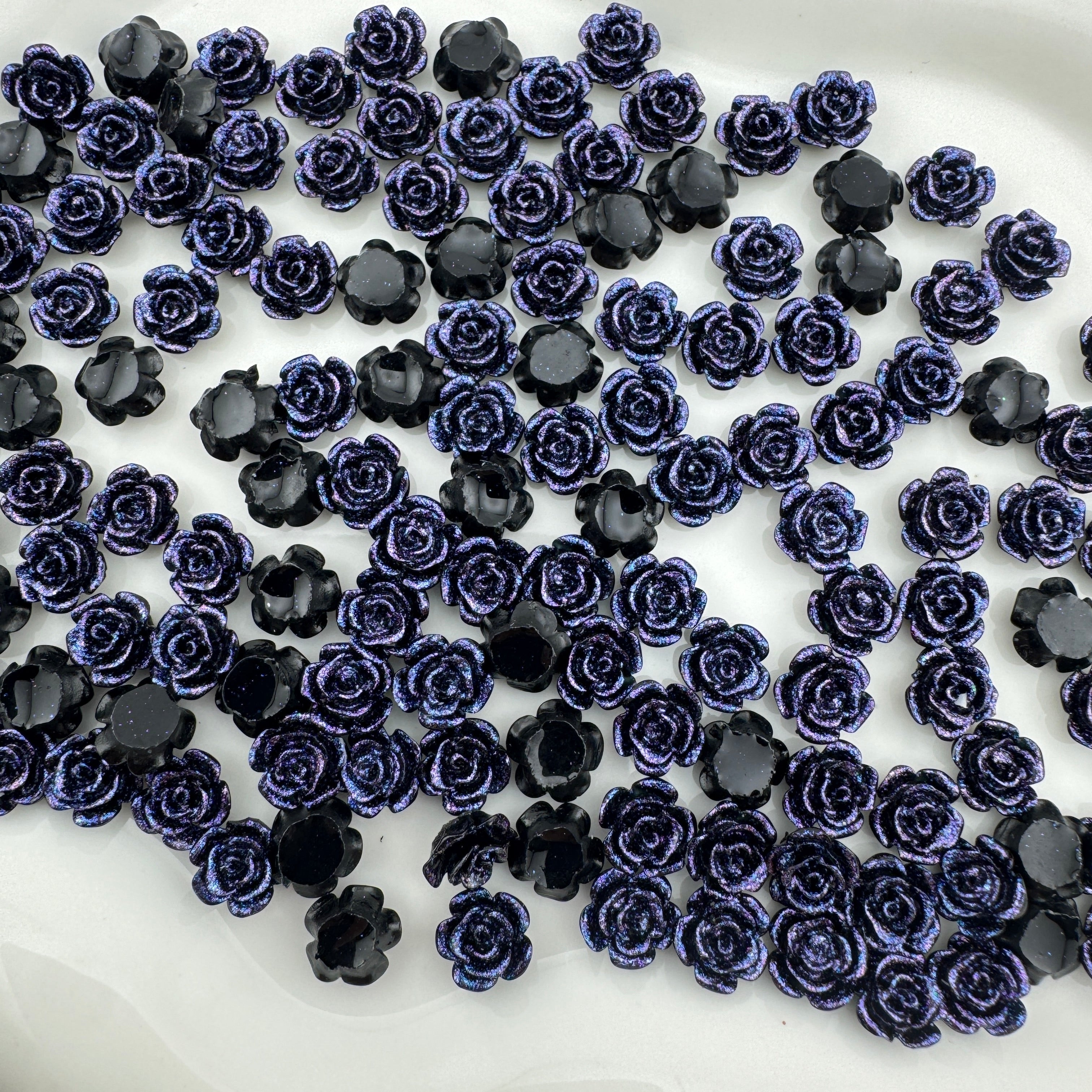 FS5958-8mm Purple Blue Black Rose Flower Charms Zoe's DIY Shop