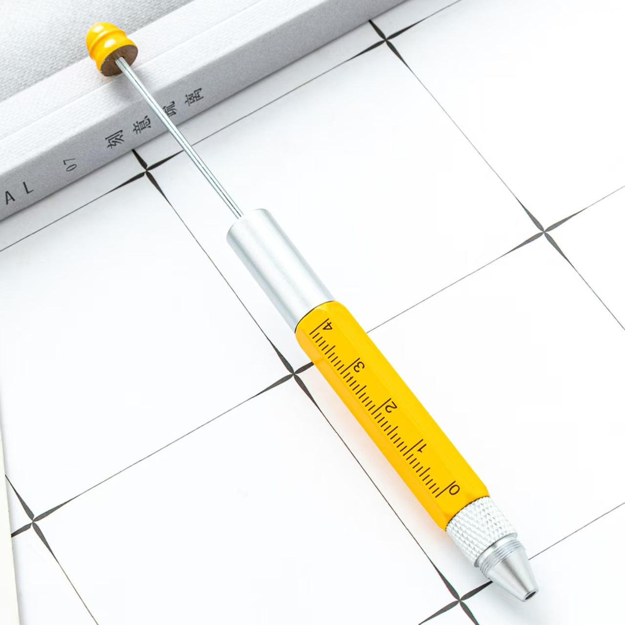 FS5398- Metal Multifunctional 5-In-1 Ballpoint Pen Diy Bead Stringing Ruler And Dual-Purpose Screwdriver