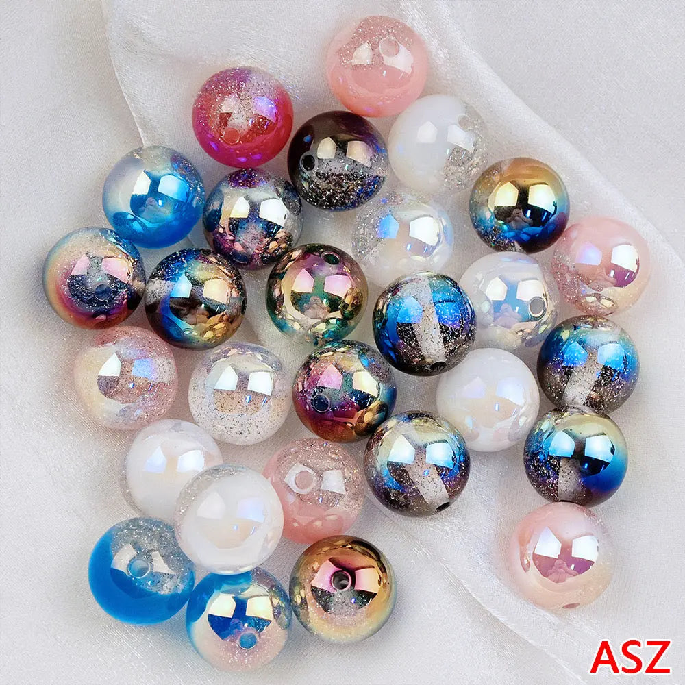 FS1247- 16MM Round Pink Glitter Resin Beads Fit For Beadable Pens Zoe's DIY Shop