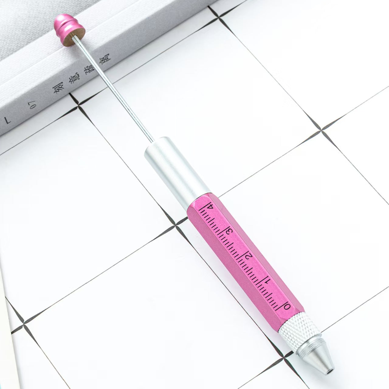 FS5398- Metal Multifunctional 5-In-1 Ballpoint Pen Diy Bead Stringing Ruler And Dual-Purpose Screwdriver