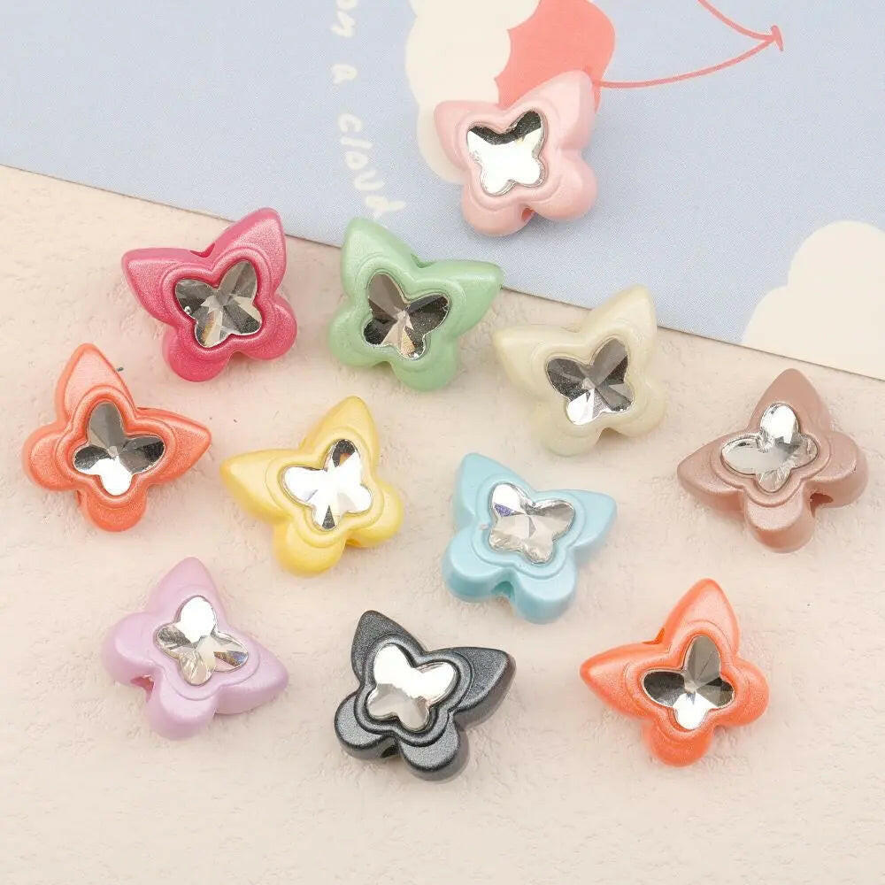FS2309-16mm*18mm Random Mixed Color Butterfly Acrylic Beads Fit For Beadable Pens Zoe's DIY Shop